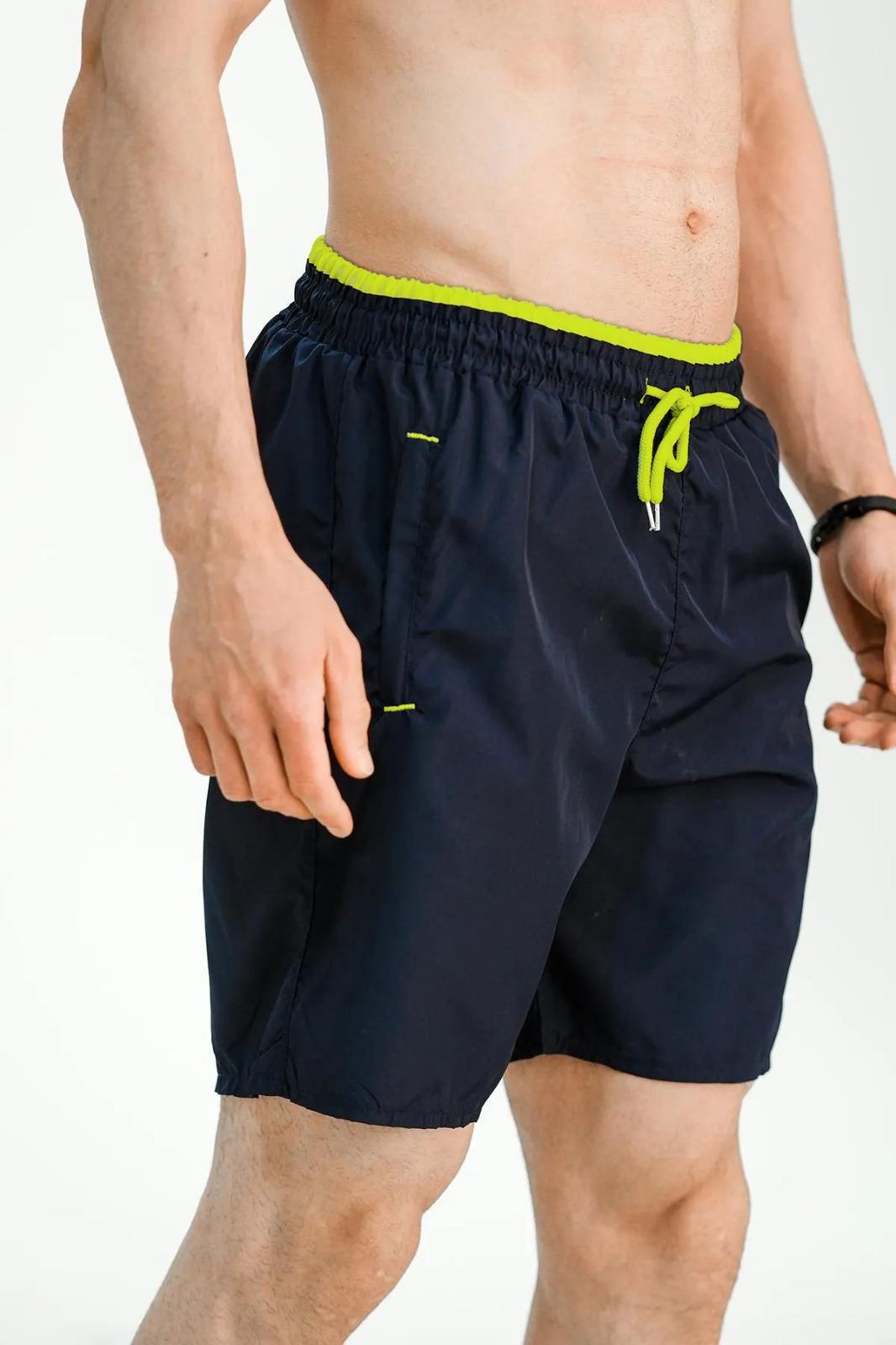 Alvise Slim Fit Beli Renk Detay Şeritli Basic Erkek Deniz Şortu