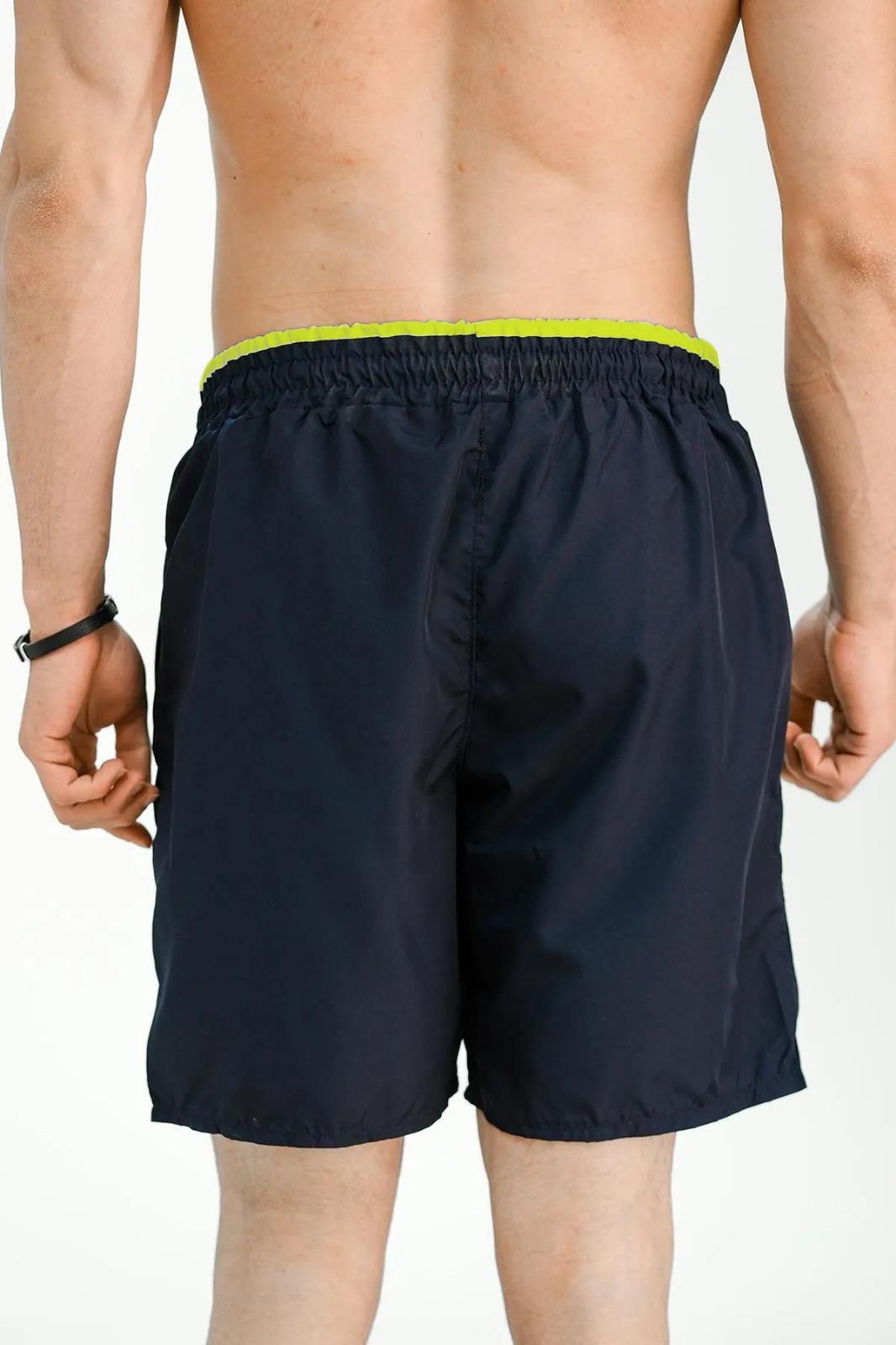 Alvise Slim Fit Beli Renk Detay Şeritli Basic Erkek Deniz Şortu