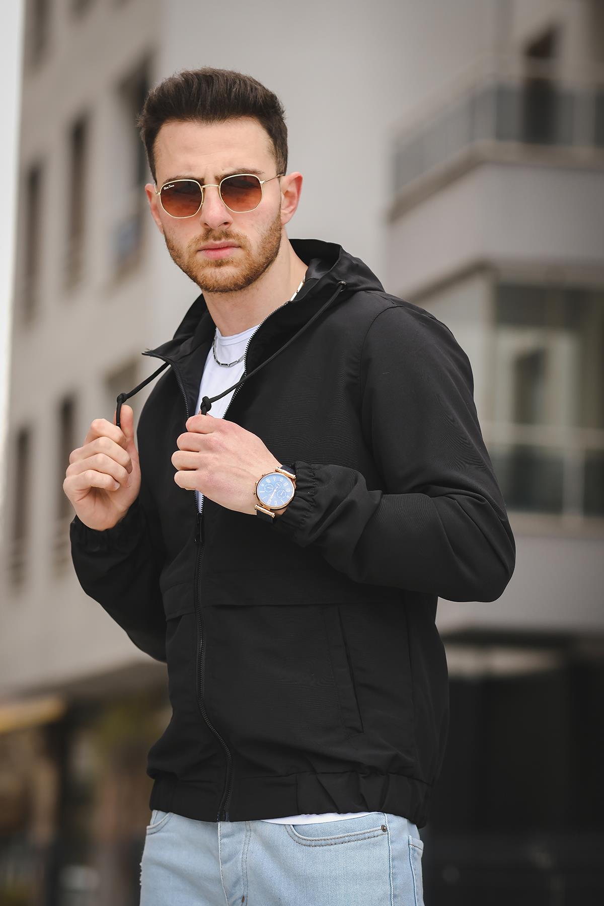 Antonin Bel ve Kol Lastikli Slim Fit Erkek Mevsimlik Mont Yağmurluk