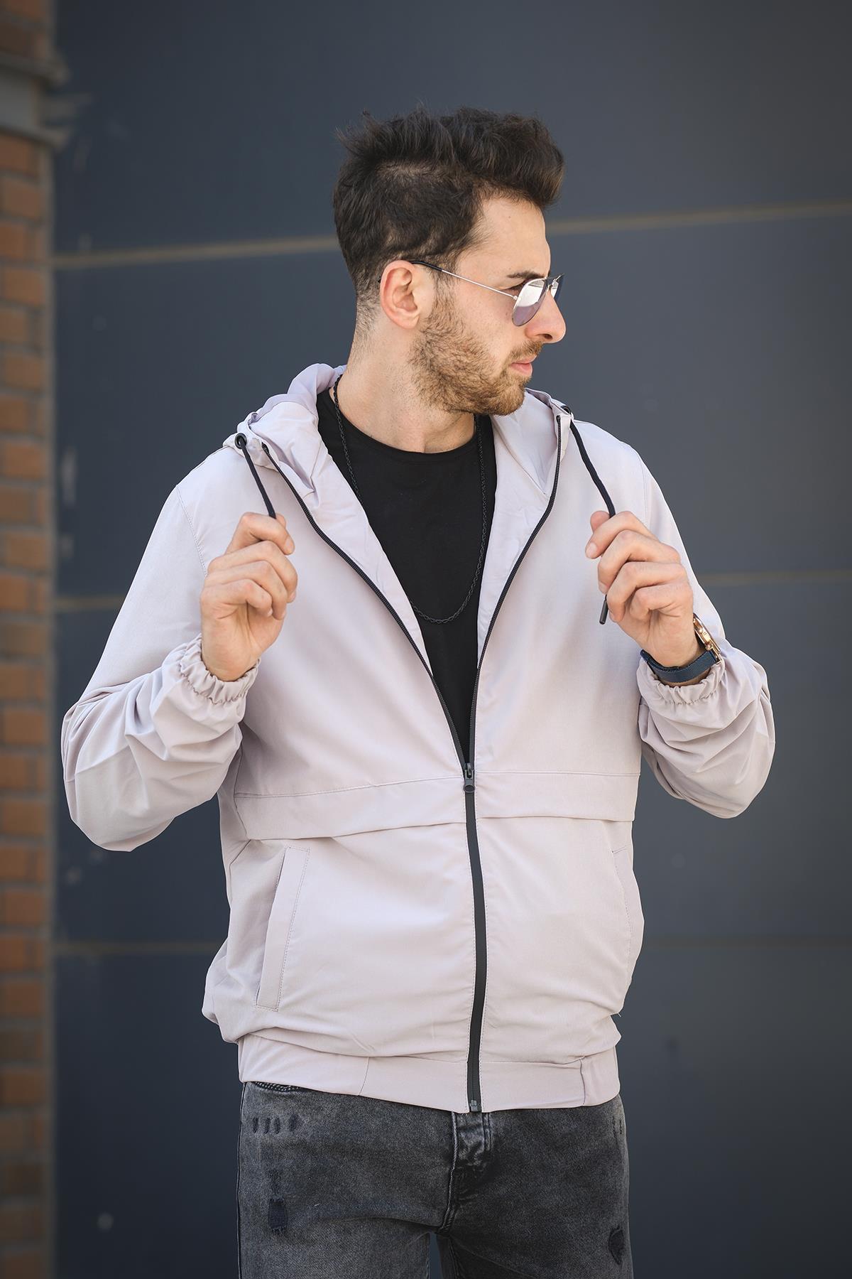 Antonin Bel ve Kol Lastikli Slim Fit Erkek Mevsimlik Mont Yağmurluk