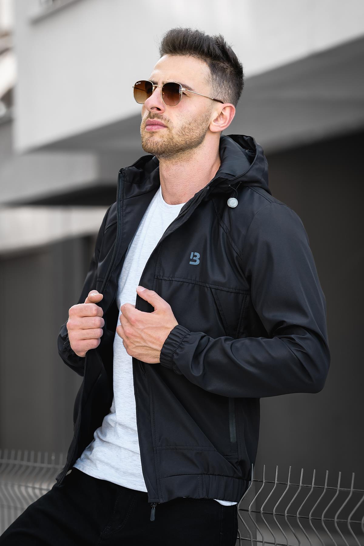 Bailey Suya Dayanaklı Slim Fit Erkek Kapüşonlu Mevsimlik Mont Yağmurluk