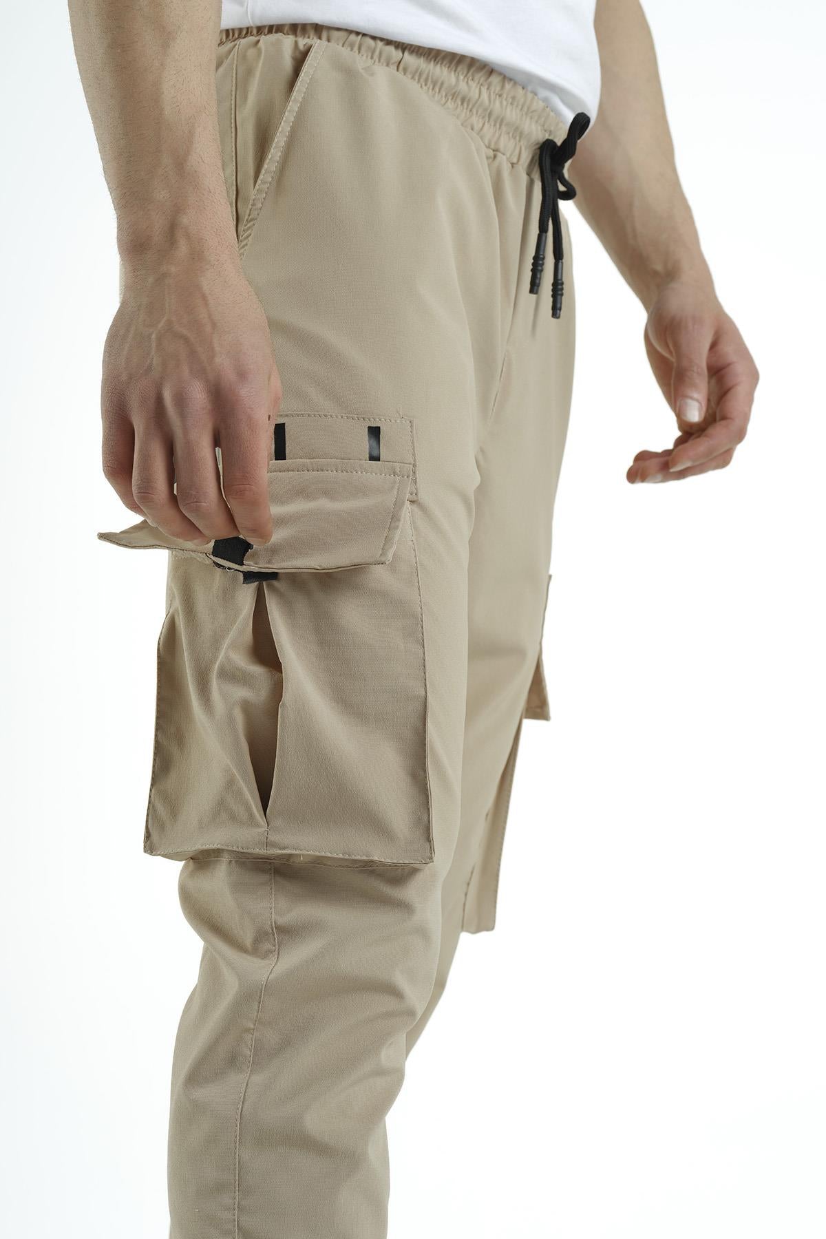 Pietro Slim Fit Kort Paraşüt Kargo Cepli Erkek Eşofman Alt