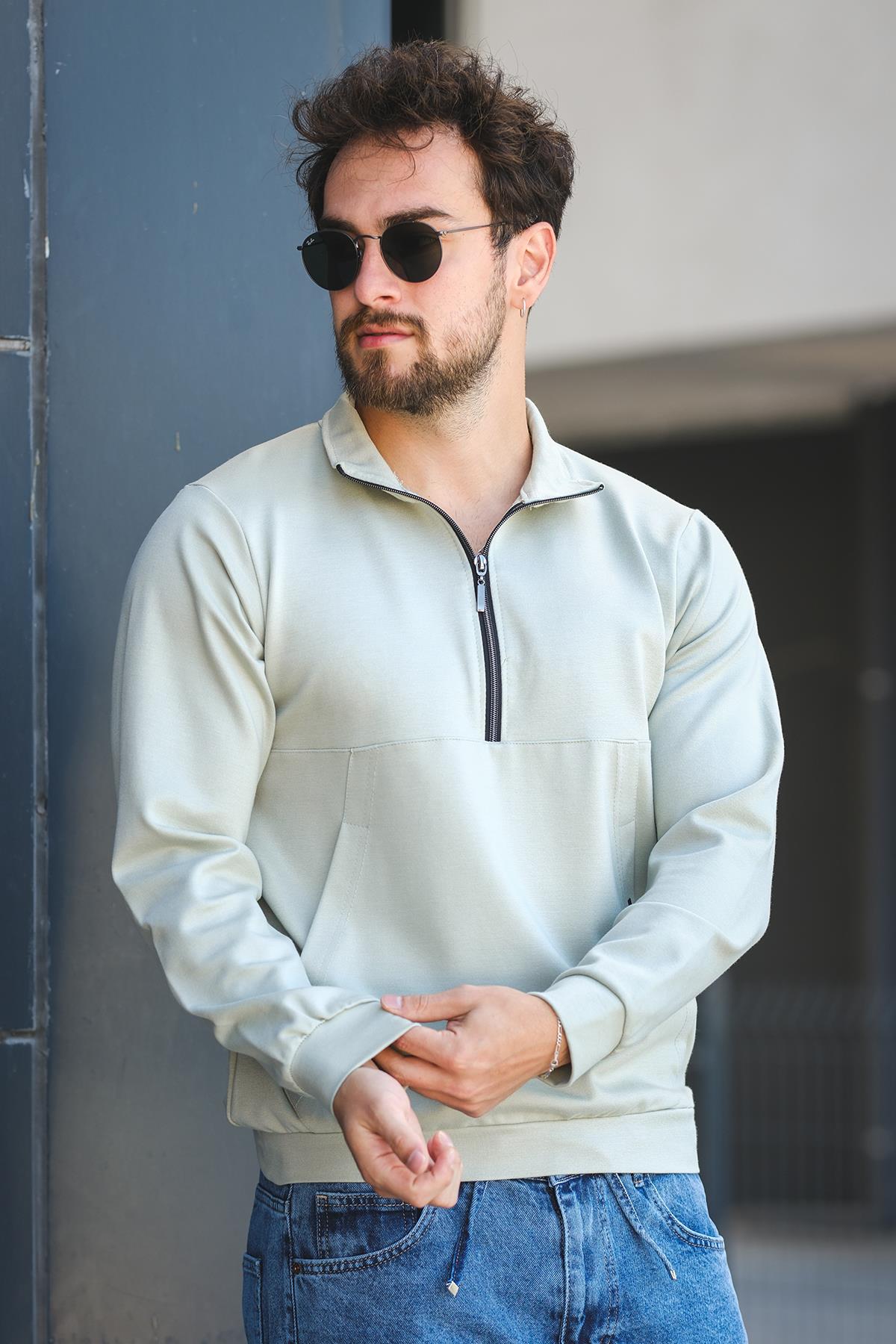 Barrac İki İplik Fermuarlı Yarım Balıkçı Yaka Slim Fit Erkek Sweatshirt
