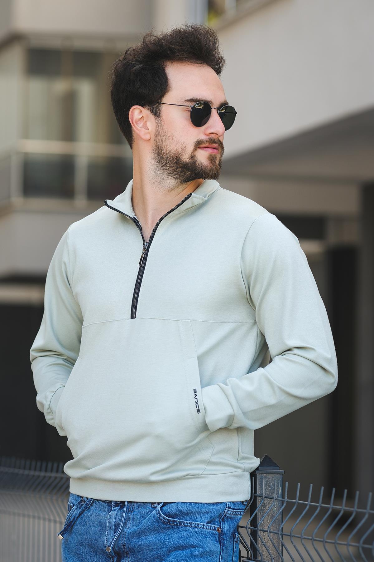 Barrac İki İplik Fermuarlı Yarım Balıkçı Yaka Slim Fit Erkek Sweatshirt