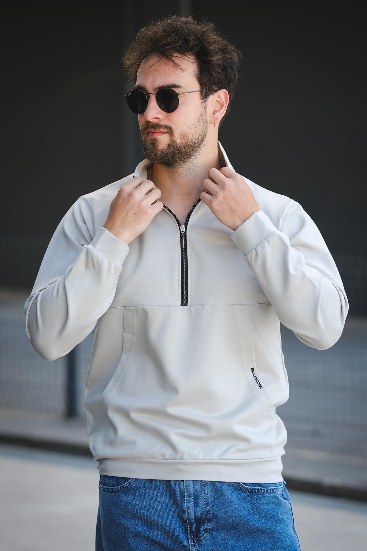 Barrac İki İplik Fermuarlı Yarım Balıkçı Yaka Slim Fit Erkek Sweatshirt