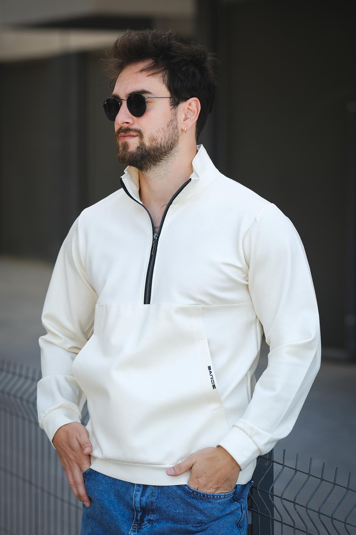 Barrac İki İplik Fermuarlı Yarım Balıkçı Yaka Slim Fit Erkek Sweatshirt