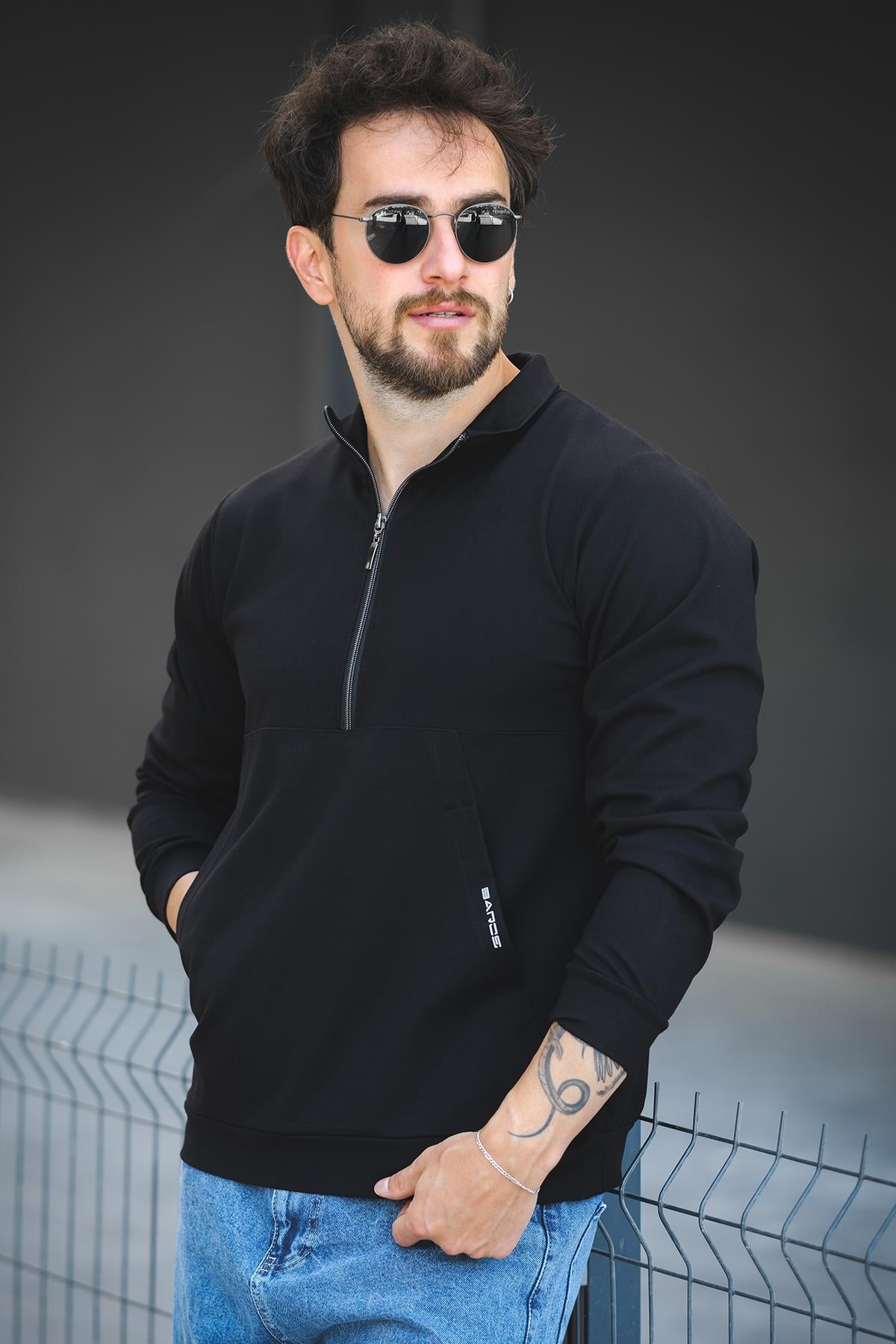 Barrac İki İplik Fermuarlı Yarım Balıkçı Yaka Slim Fit Erkek Sweatshirt