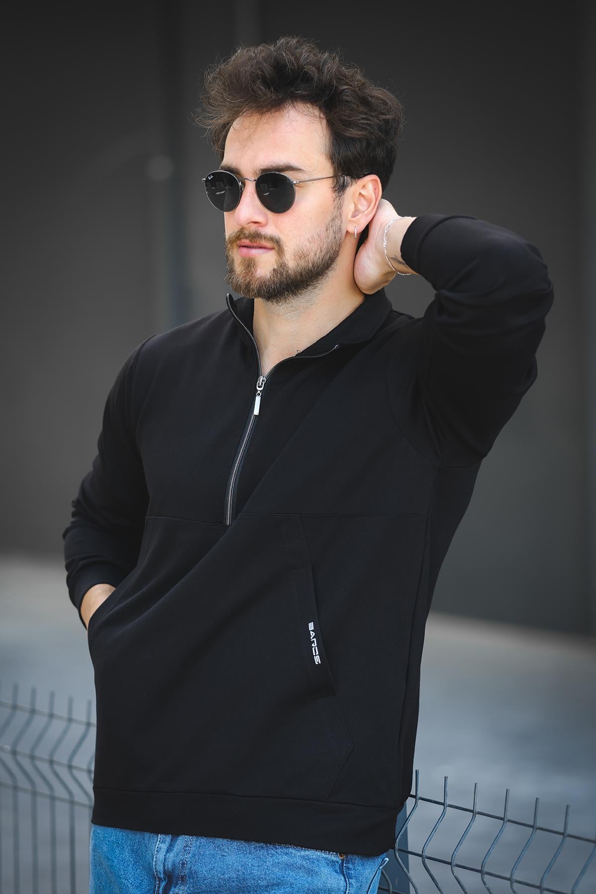 Barrac İki İplik Fermuarlı Yarım Balıkçı Yaka Slim Fit Erkek Sweatshirt
