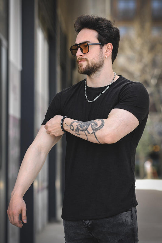 Bld 737 Jakar Kumaş Eteği Oval Bisiklet Yaka Comfort Erkek Tshirt