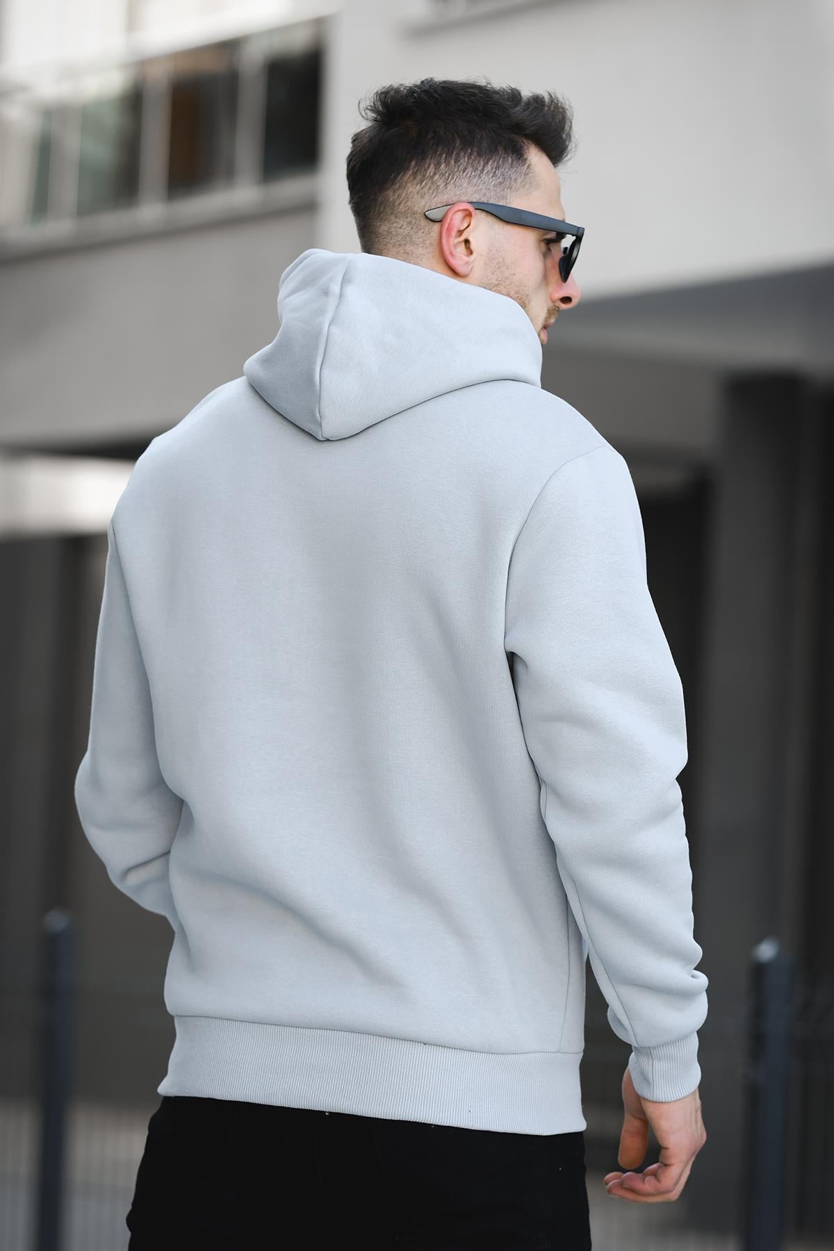 Break Üç İplik Şardonlu Baskılı Kapüşonlu Erkek Sweatshirt