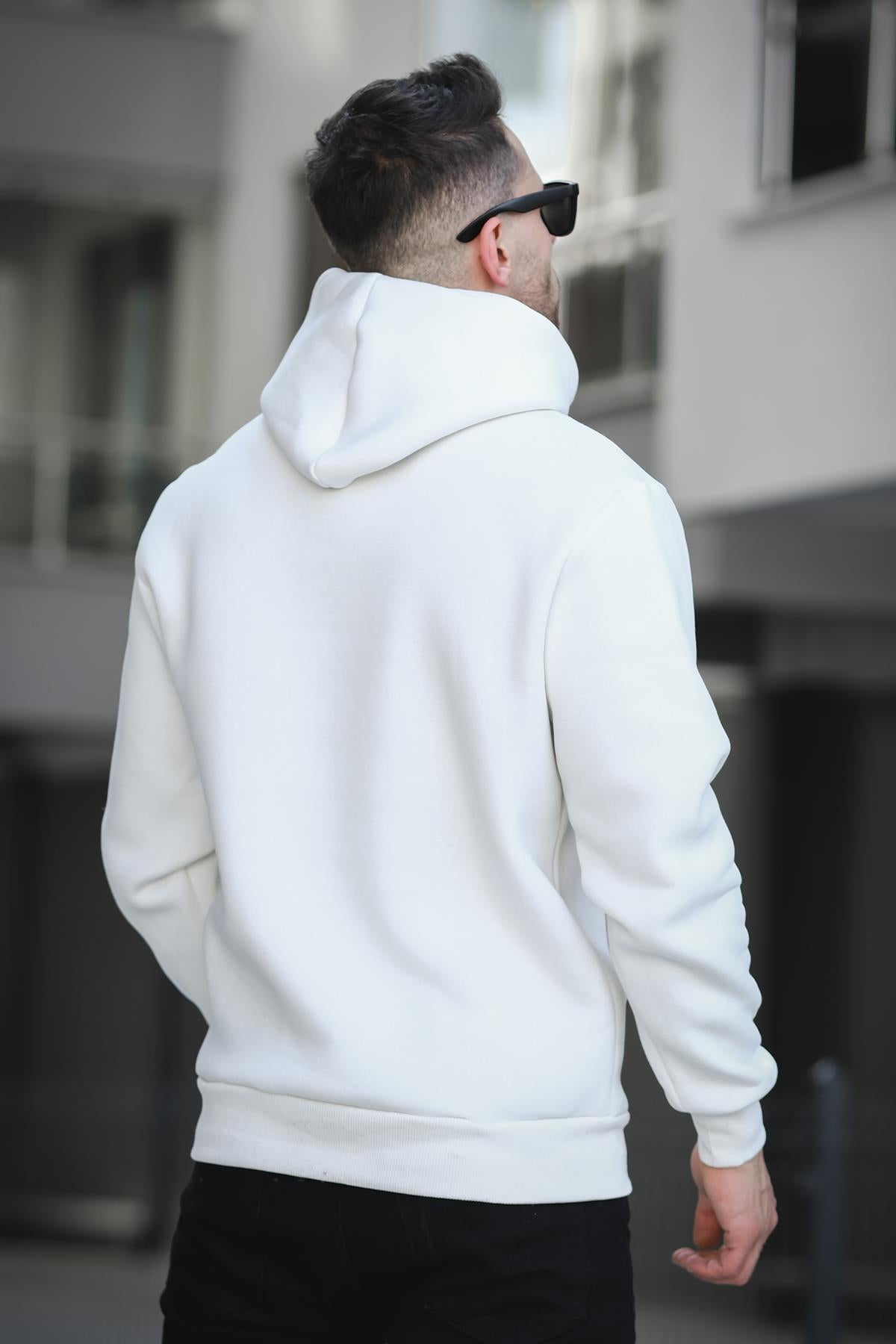 Break Üç İplik Şardonlu Baskılı Kapüşonlu Erkek Sweatshirt