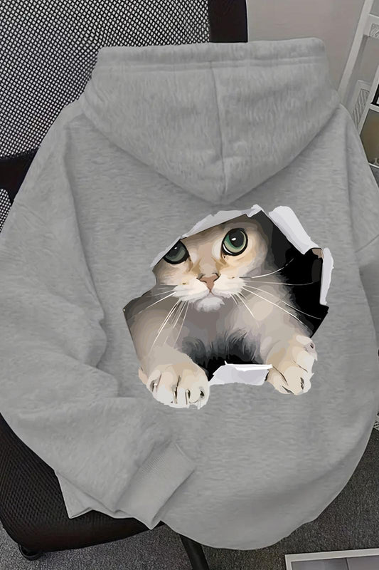 Caty Kedi Sırt Baskılı İçi Pamuklu Unisex Sweatshirt