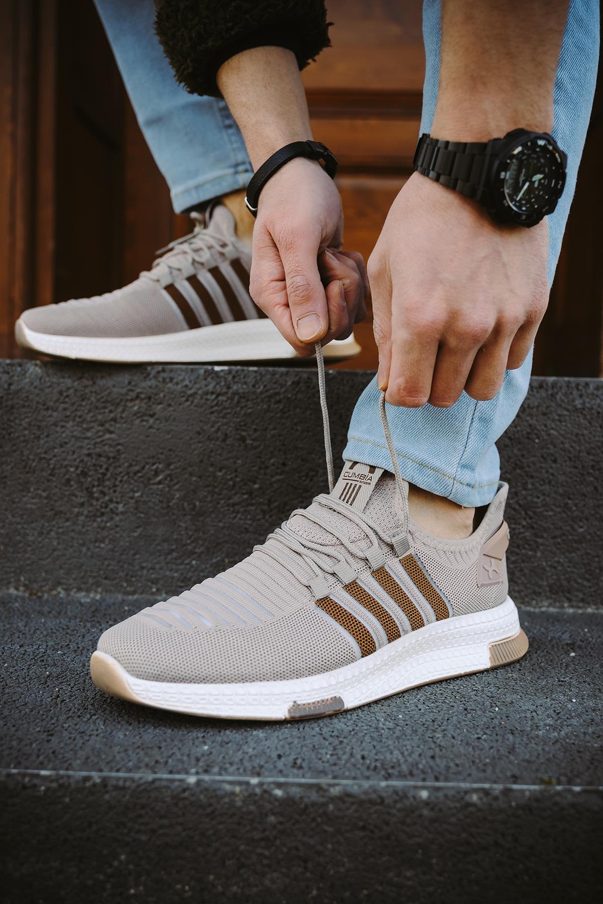Cbm 4025 Şeritli Hafif Günlük Yürüyüş Koşu Fileli Erkek Sneaker
