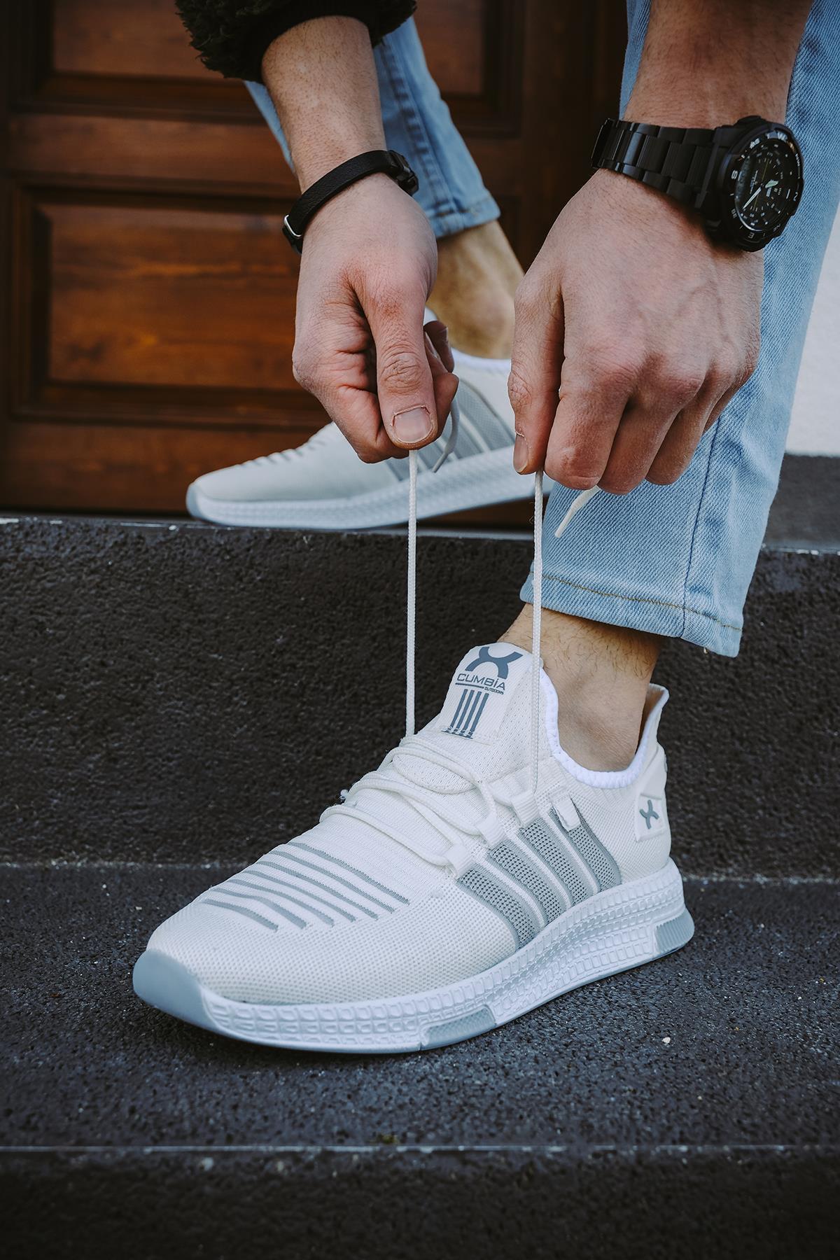 Cbm 4025 Şeritli Hafif Günlük Yürüyüş Koşu Fileli Erkek Sneaker