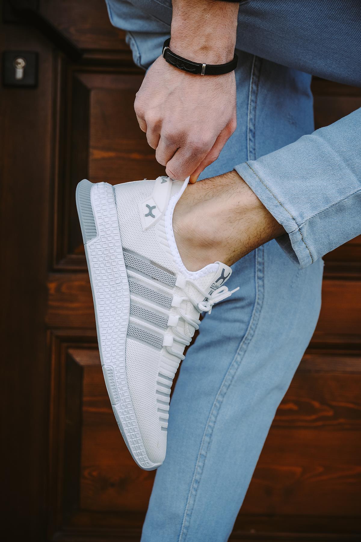 Cbm 4025 Şeritli Hafif Günlük Yürüyüş Koşu Fileli Erkek Sneaker