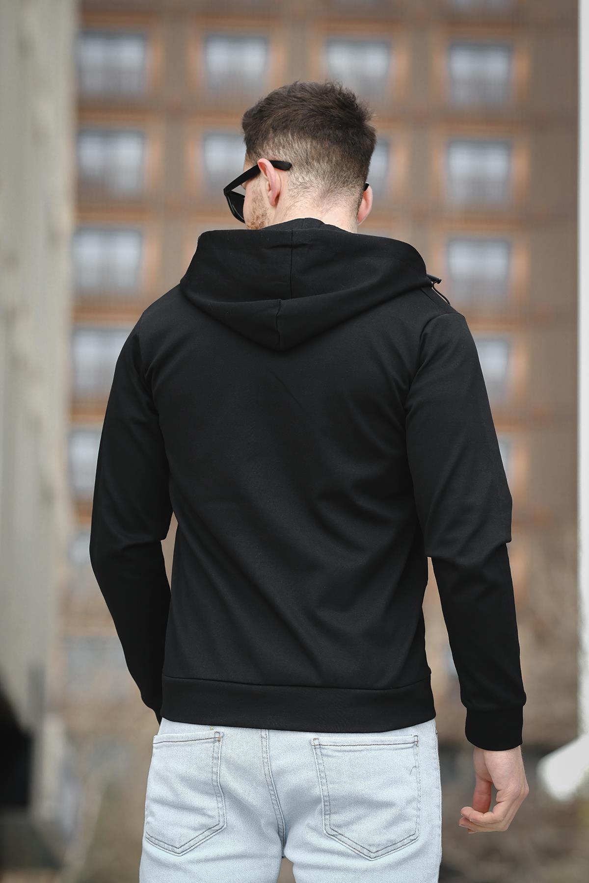 Chev Micro İnterlok Dik Yaka Fermuarlı Hırka Sweatshirt