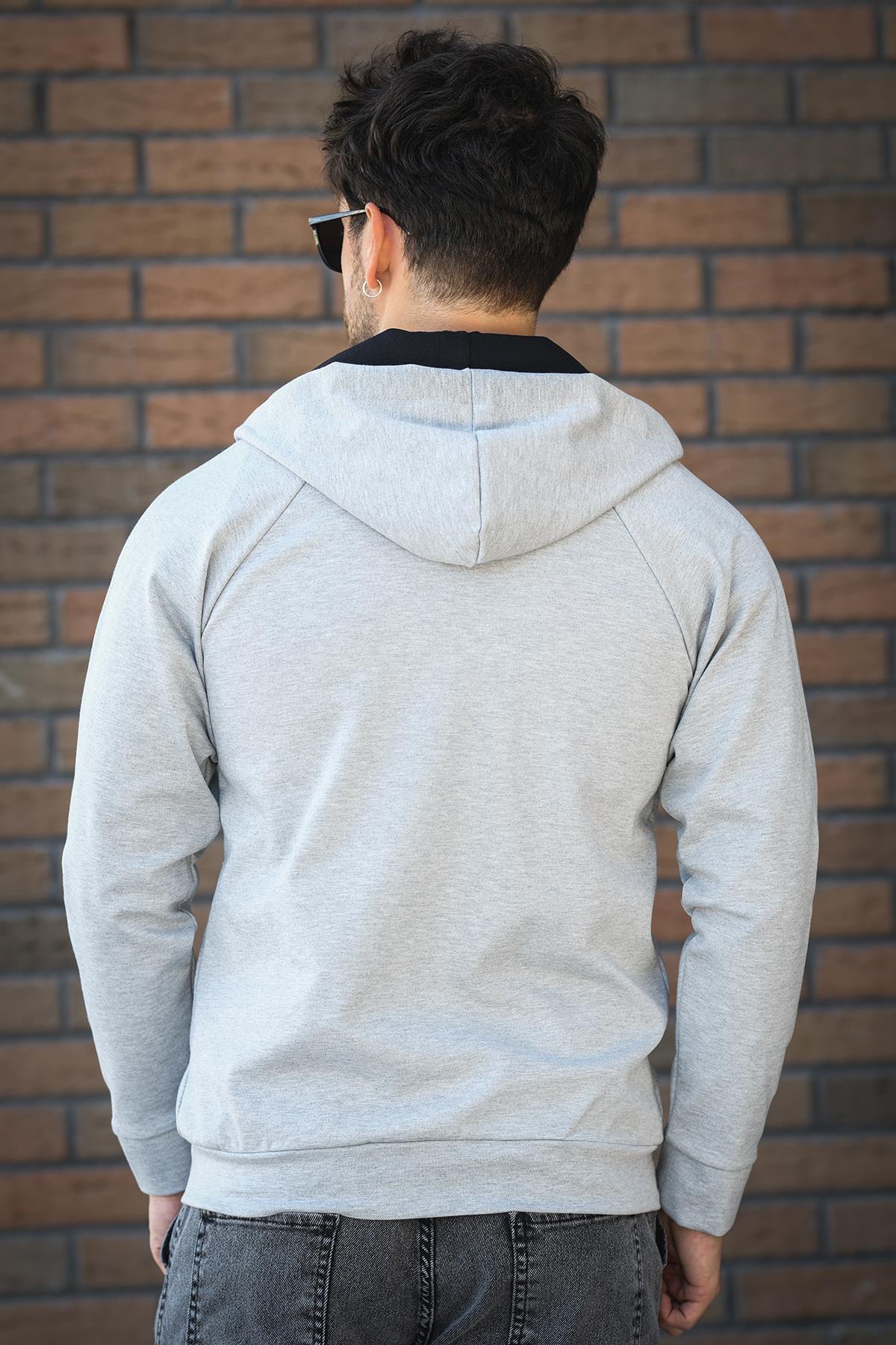 Chev Micro İnterlok Dik Yaka Fermuarlı Hırka Sweatshirt