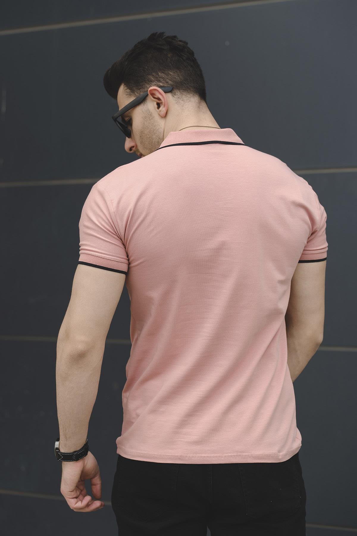 Colton Yakası Biyeli Likralı Slim Fit Erkek Polo Yaka Tshirt