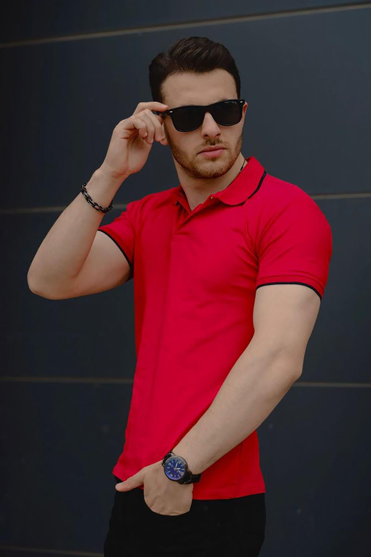 Colton Yakası Biyeli Likralı Slim Fit Erkek Polo Yaka Tshirt