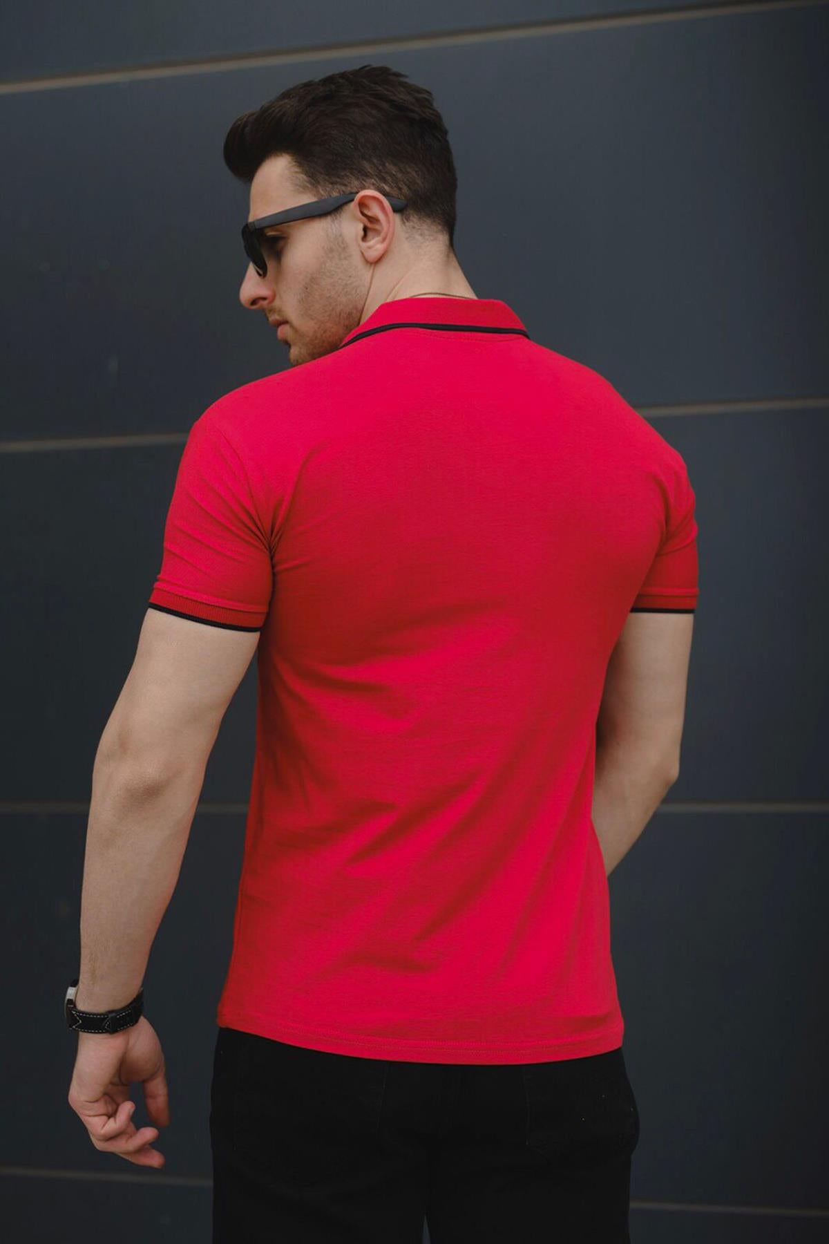 Colton Yakası Biyeli Likralı Slim Fit Erkek Polo Yaka Tshirt