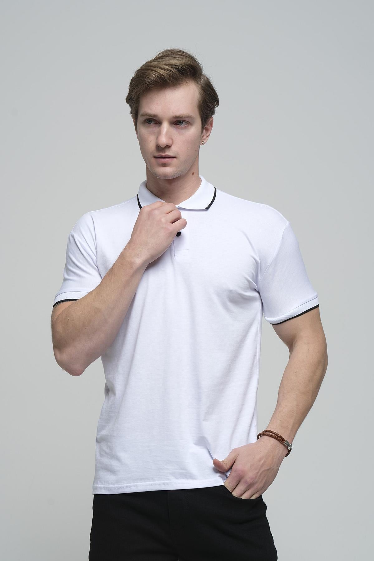Colton Yakası Biyeli Likralı Slim Fit Erkek Polo Yaka Tshirt