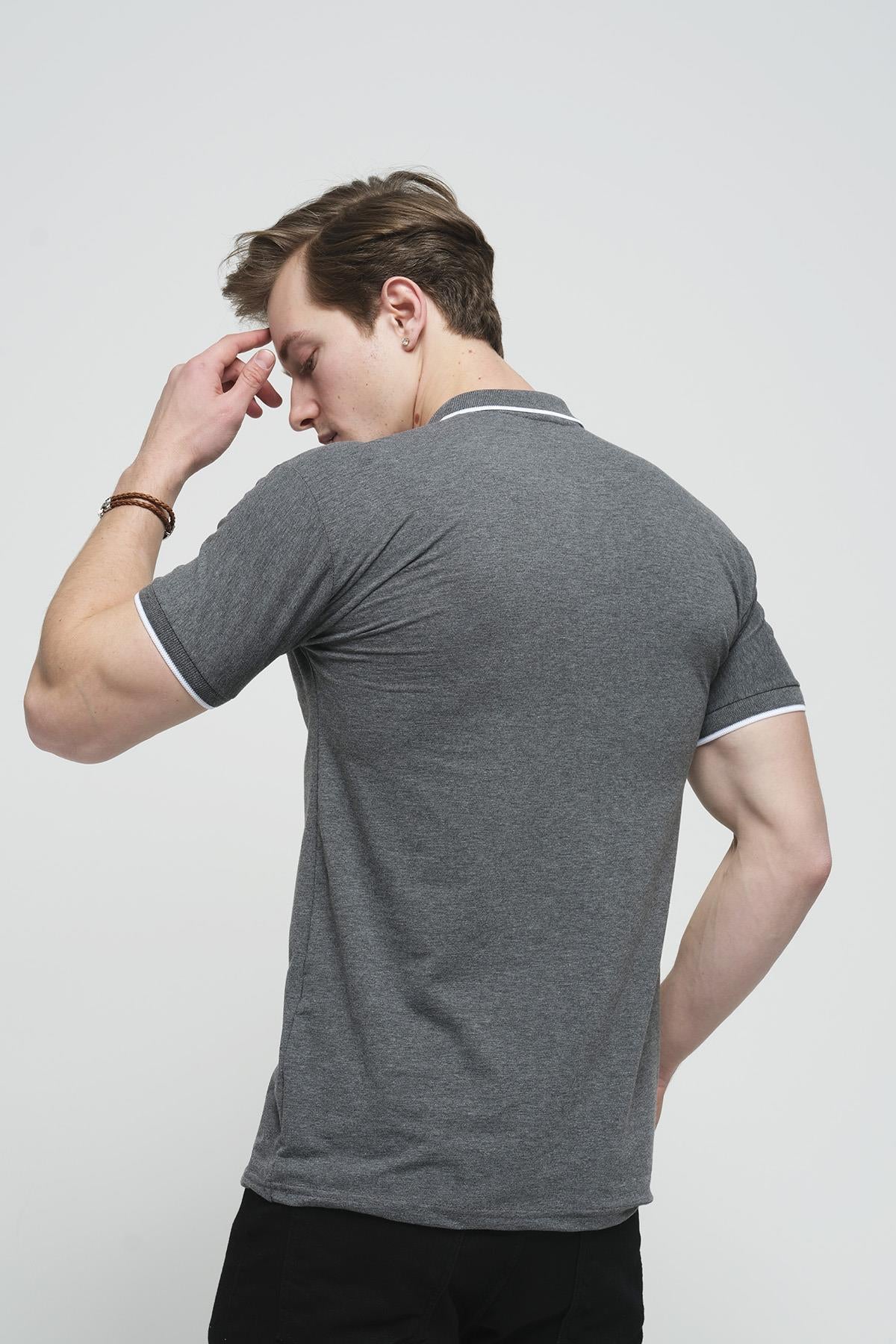 Colton Yakası Biyeli Likralı Slim Fit Erkek Polo Yaka Tshirt