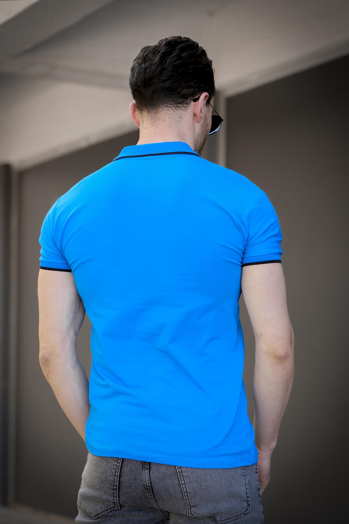 Colton Yakası Biyeli Likralı Slim Fit Erkek Polo Yaka Tshirt