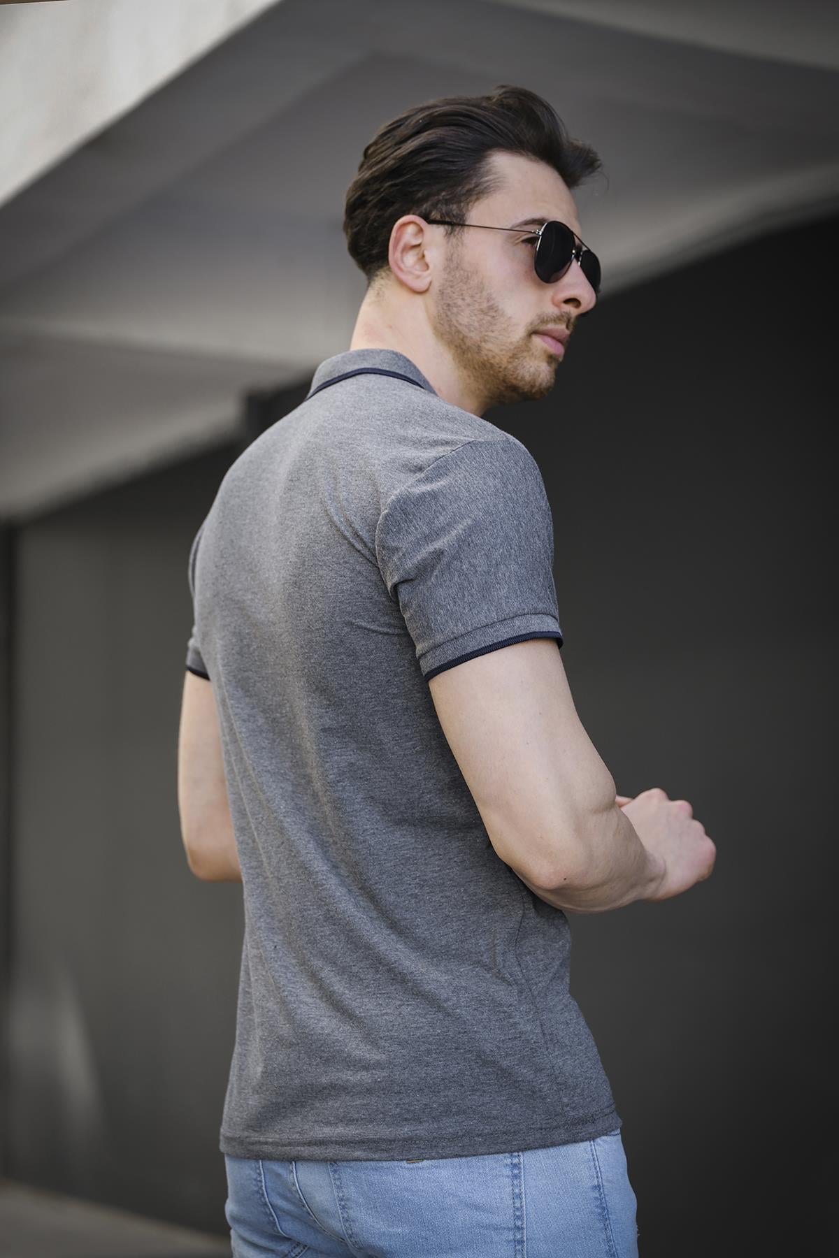 Colton Yakası Biyeli Likralı Slim Fit Erkek Polo Yaka Tshirt