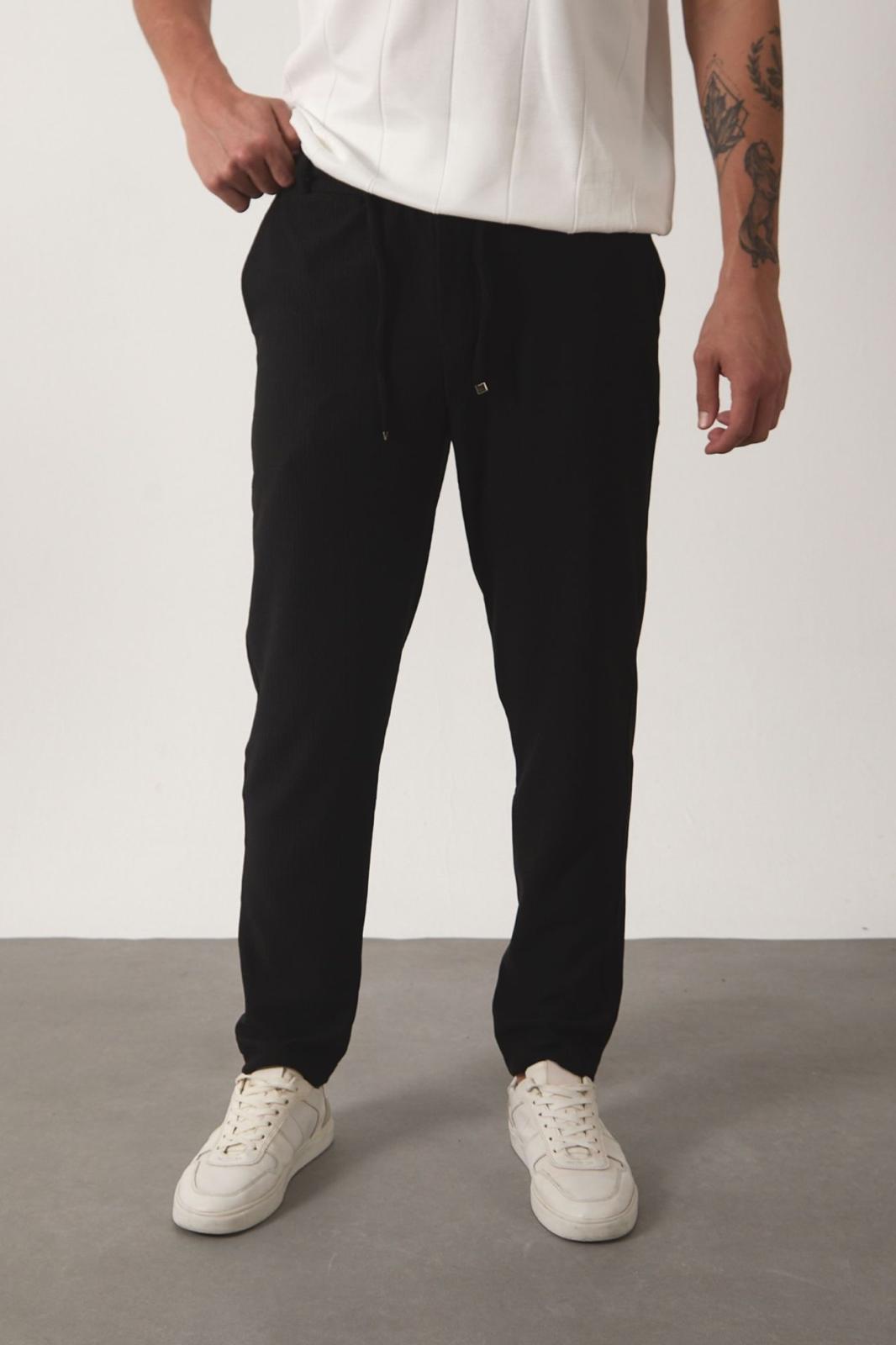 Durry Slim Fit Çizgi Desenli Beli Lastikli Erkek Jogger Pantolon