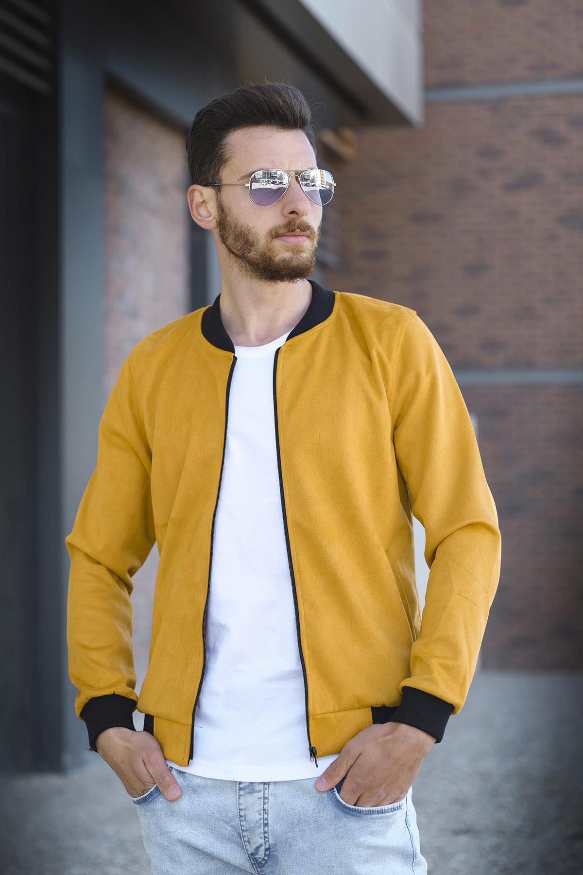 Eddy Slim Fit Mevsimlik Kolej Yaka Erkek Süet Ceket