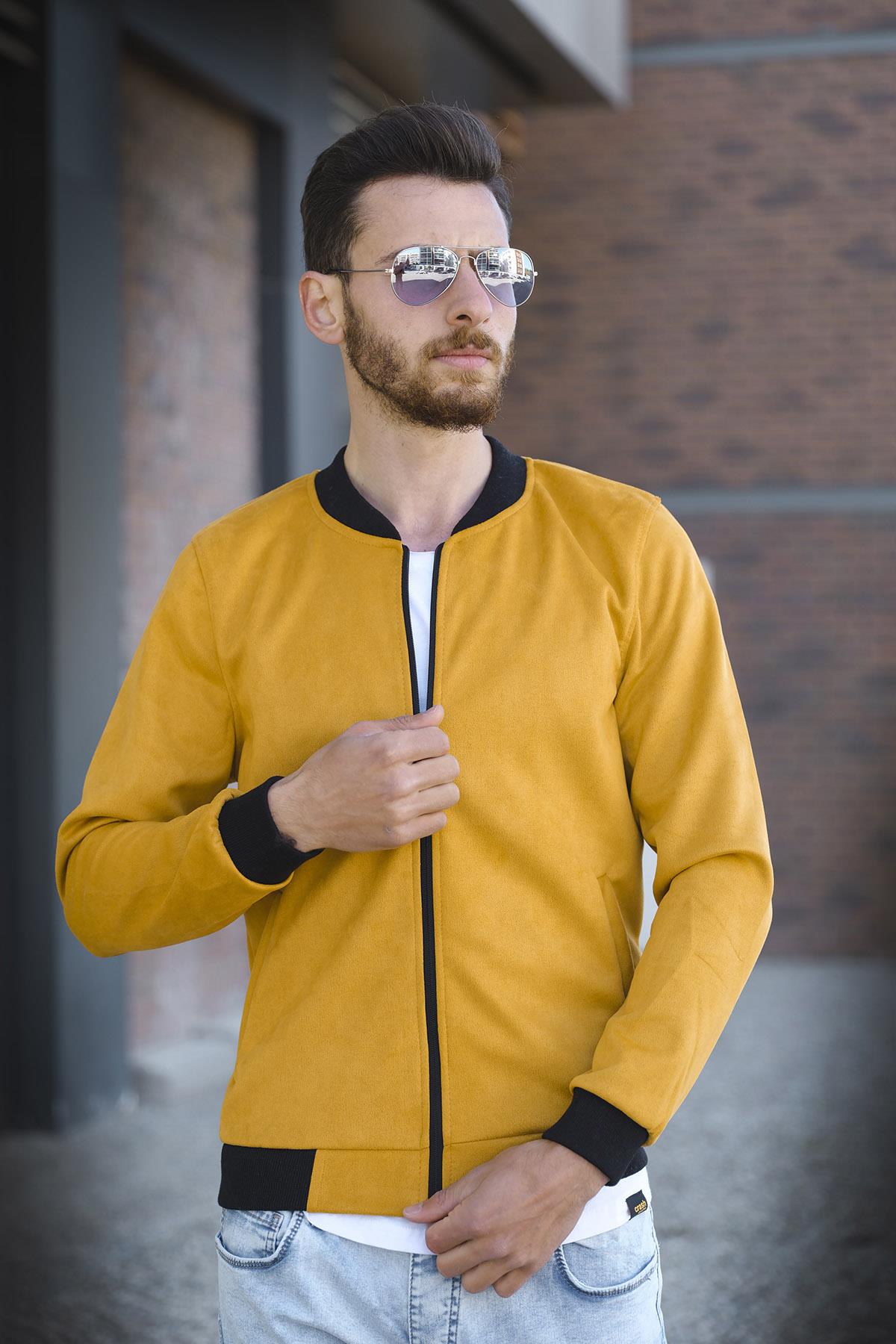 Eddy Slim Fit Mevsimlik Kolej Yaka Erkek Süet Ceket