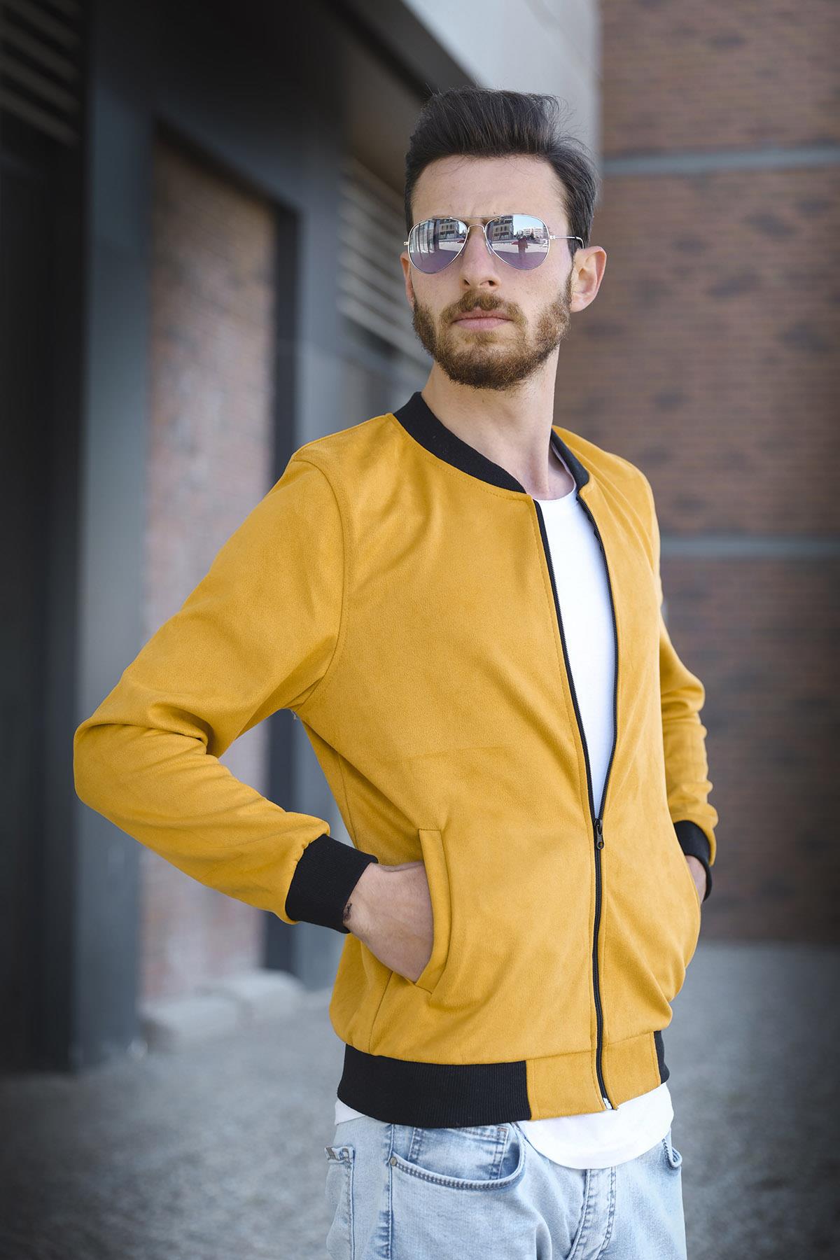 Eddy Slim Fit Mevsimlik Kolej Yaka Erkek Süet Ceket