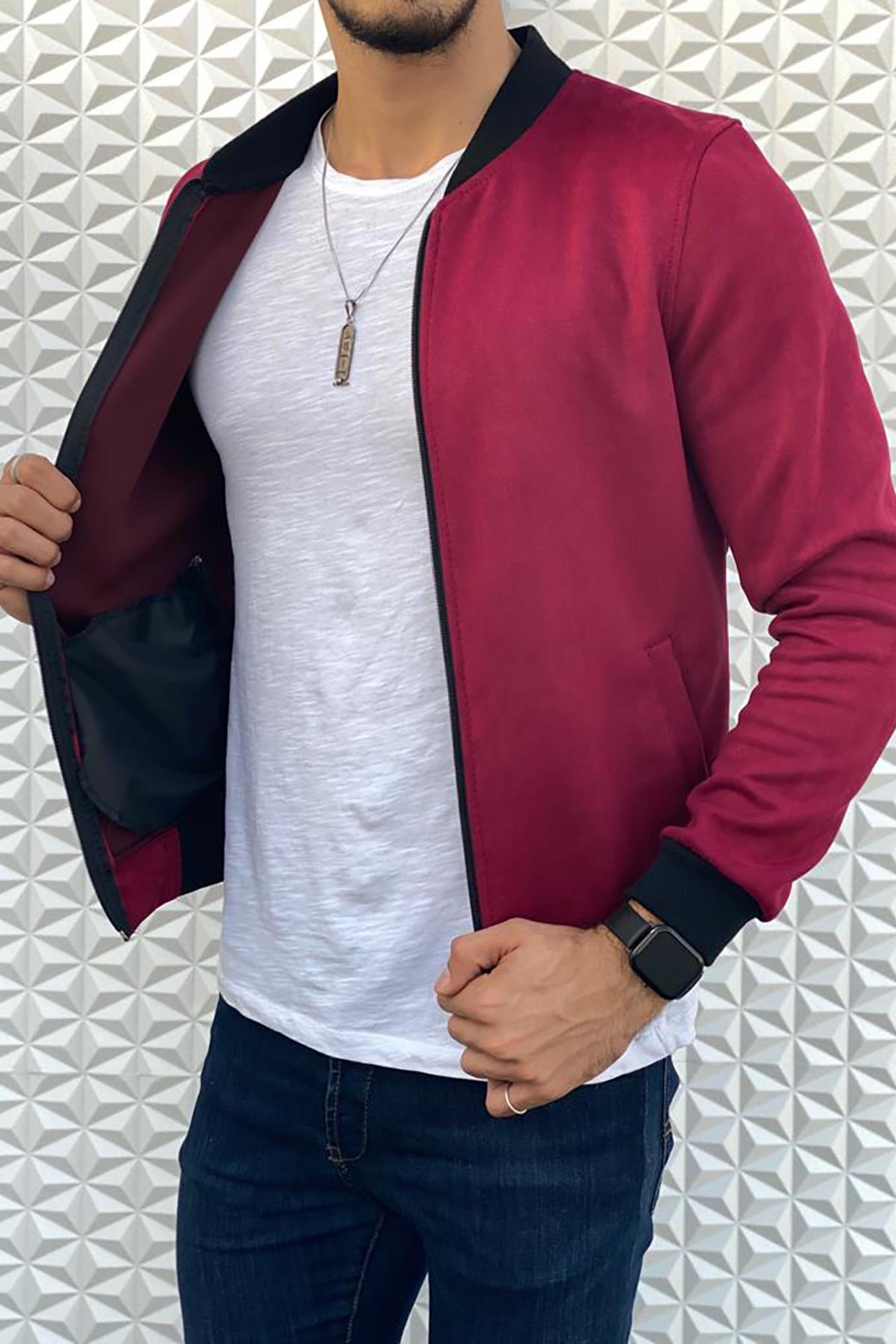 Eddy Slim Fit Mevsimlik Kolej Yaka Erkek Süet Ceket