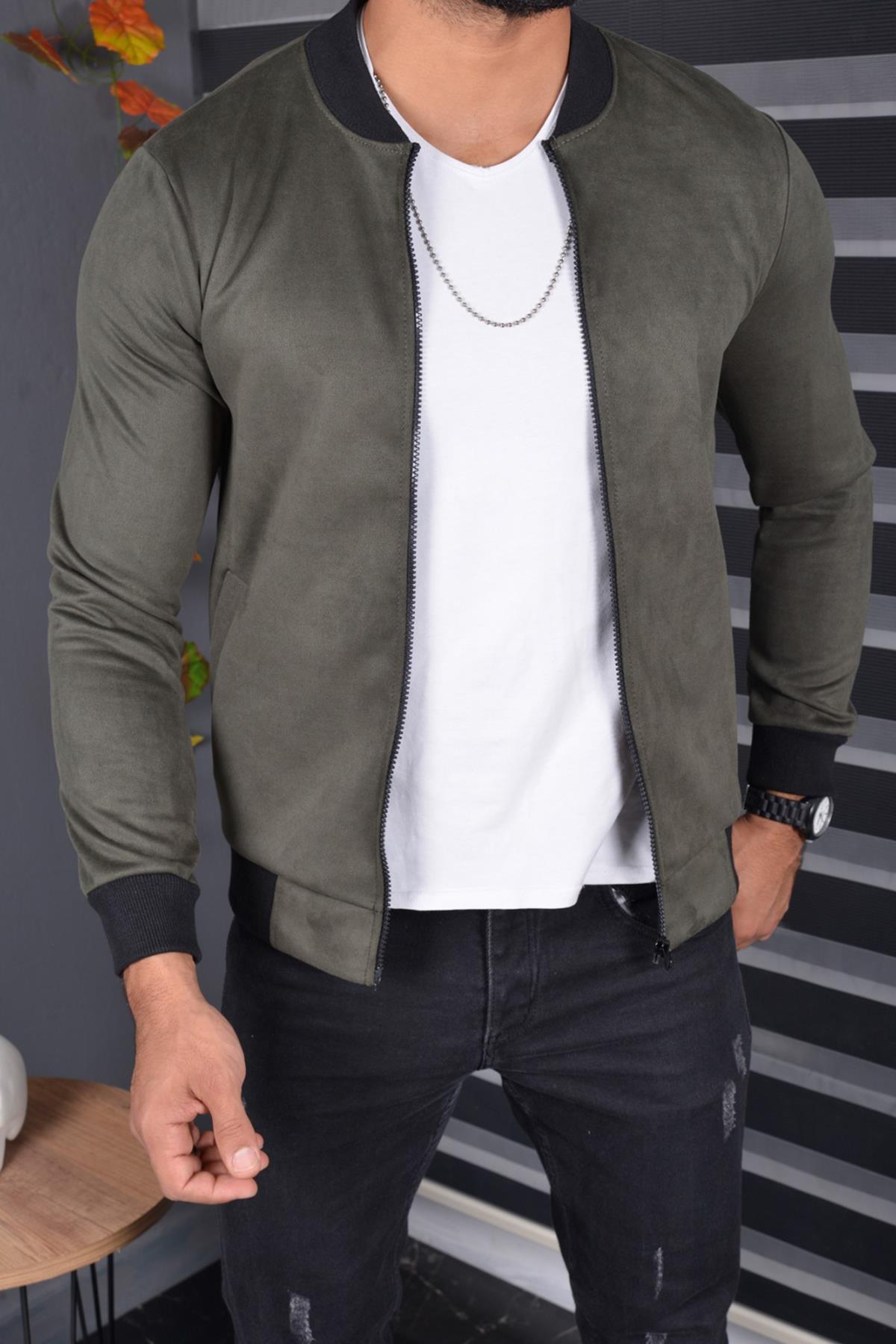 Eddy Slim Fit Mevsimlik Kolej Yaka Erkek Süet Ceket