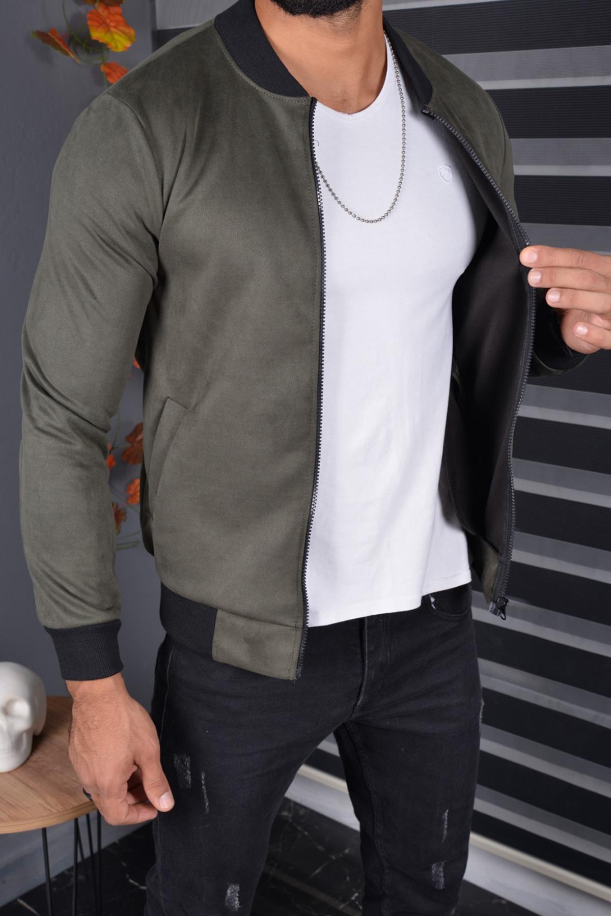 Eddy Slim Fit Mevsimlik Kolej Yaka Erkek Süet Ceket