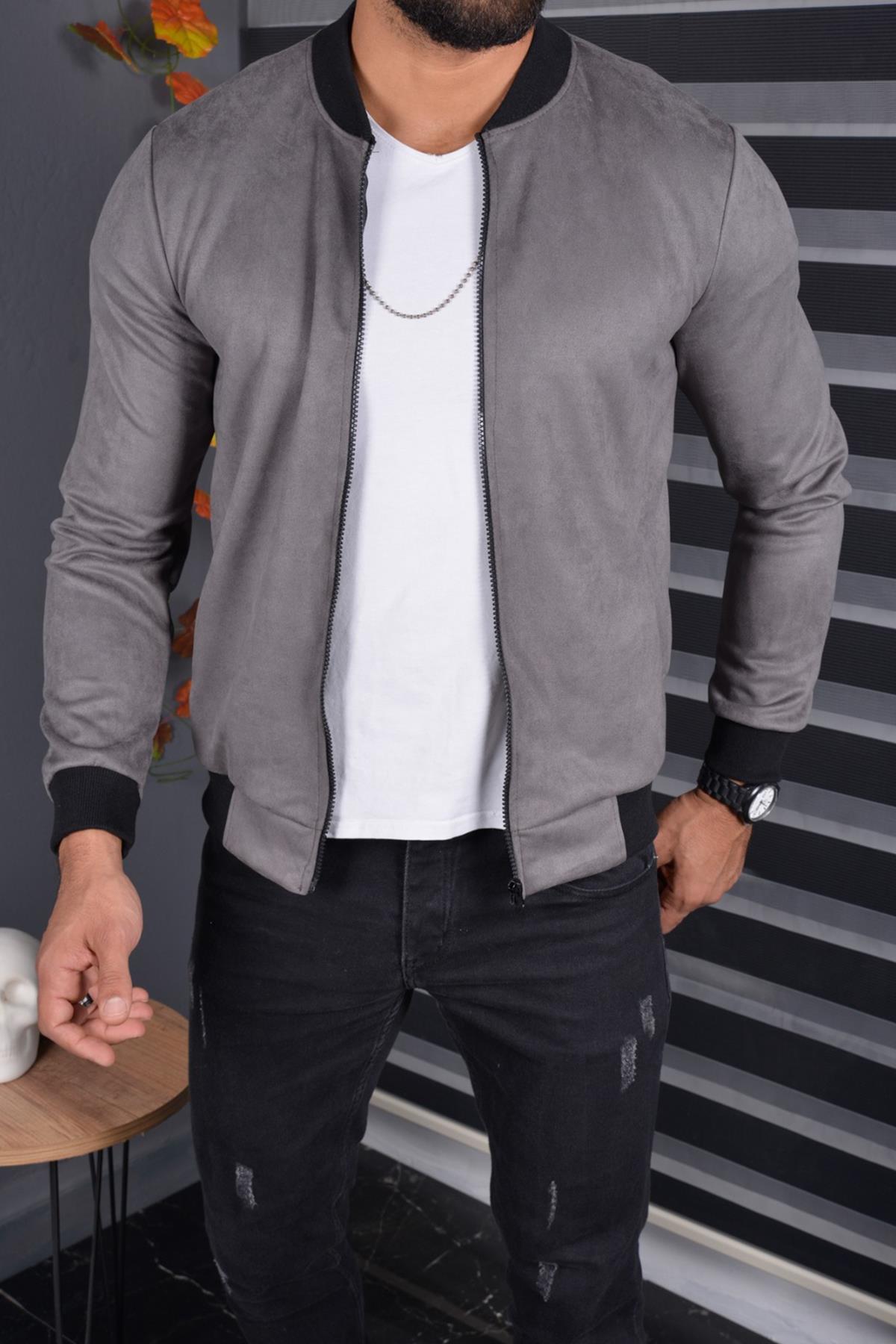 Eddy Slim Fit Mevsimlik Kolej Yaka Erkek Süet Ceket