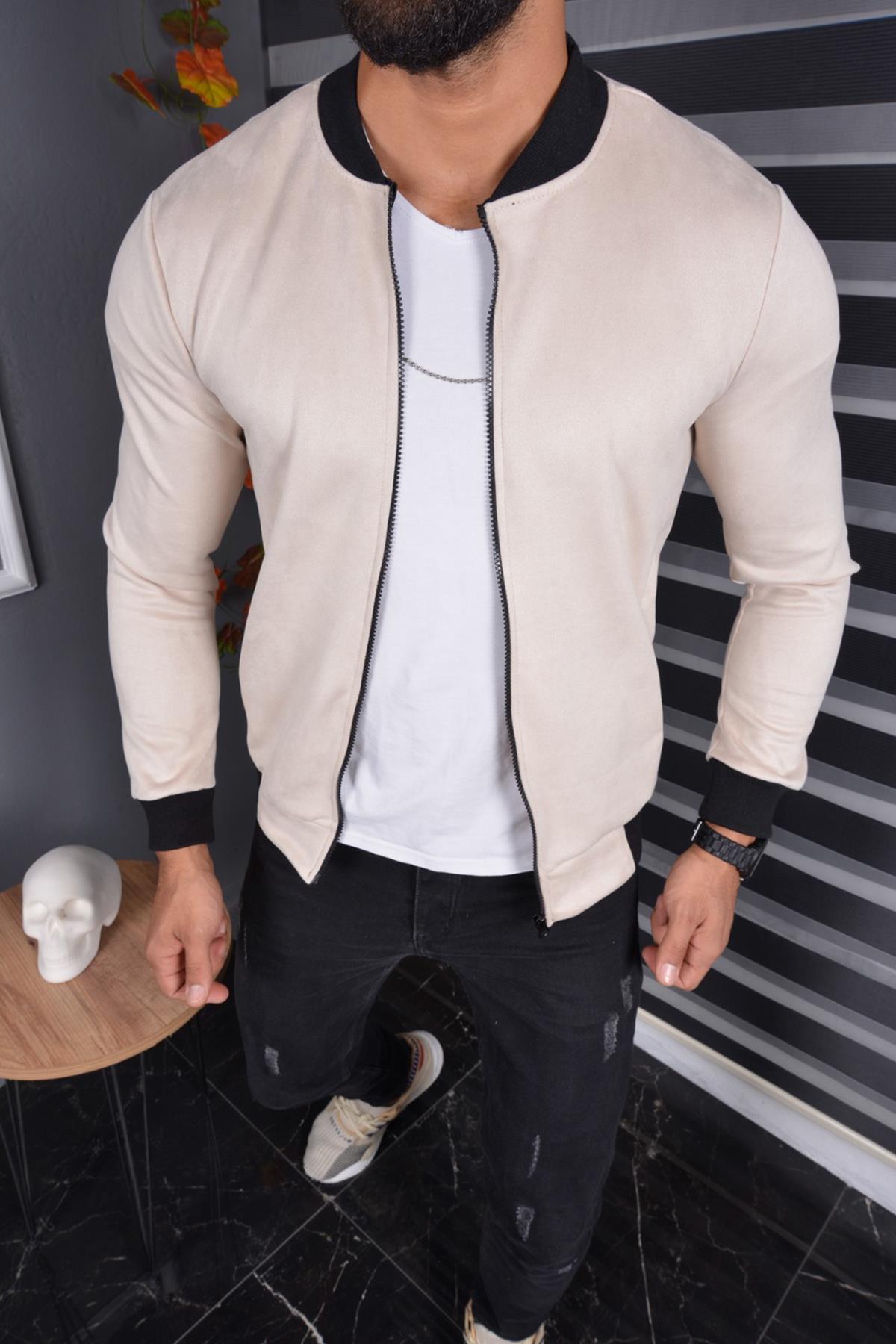 Eddy Slim Fit Mevsimlik Kolej Yaka Erkek Süet Ceket