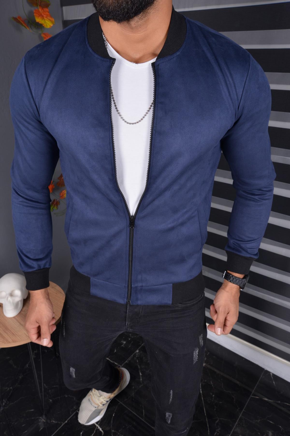 Eddy Slim Fit Mevsimlik Kolej Yaka Erkek Süet Ceket