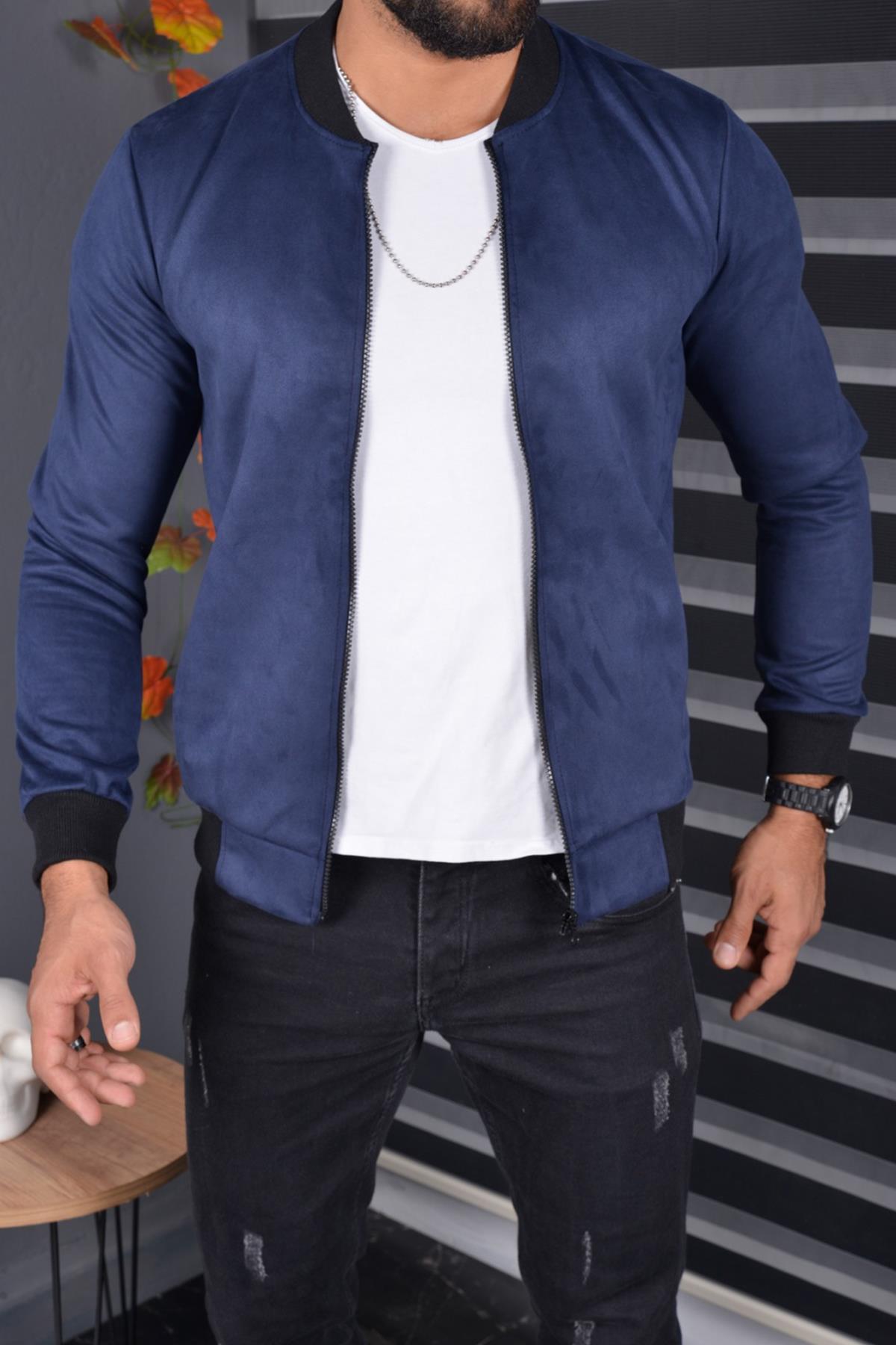Eddy Slim Fit Mevsimlik Kolej Yaka Erkek Süet Ceket