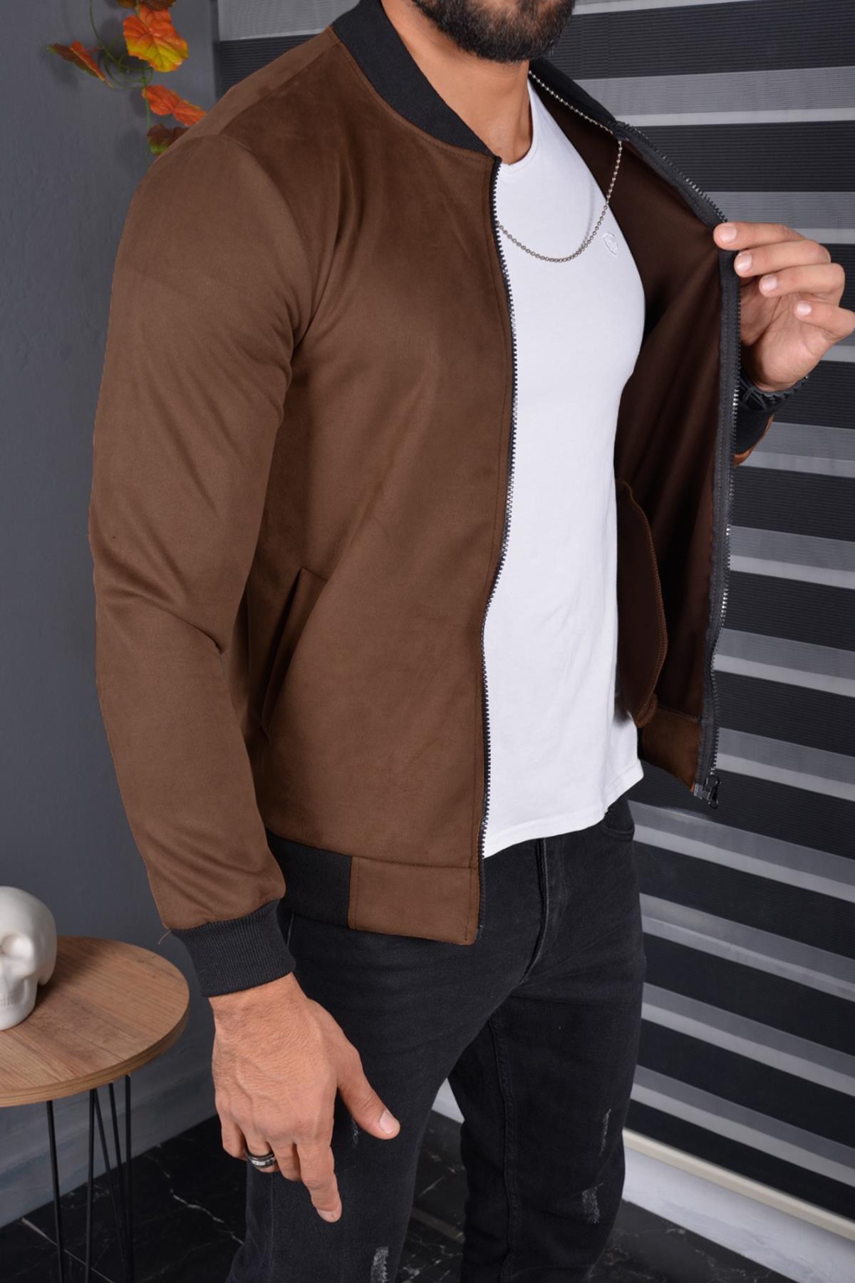 Eddy Slim Fit Mevsimlik Kolej Yaka Erkek Süet Ceket