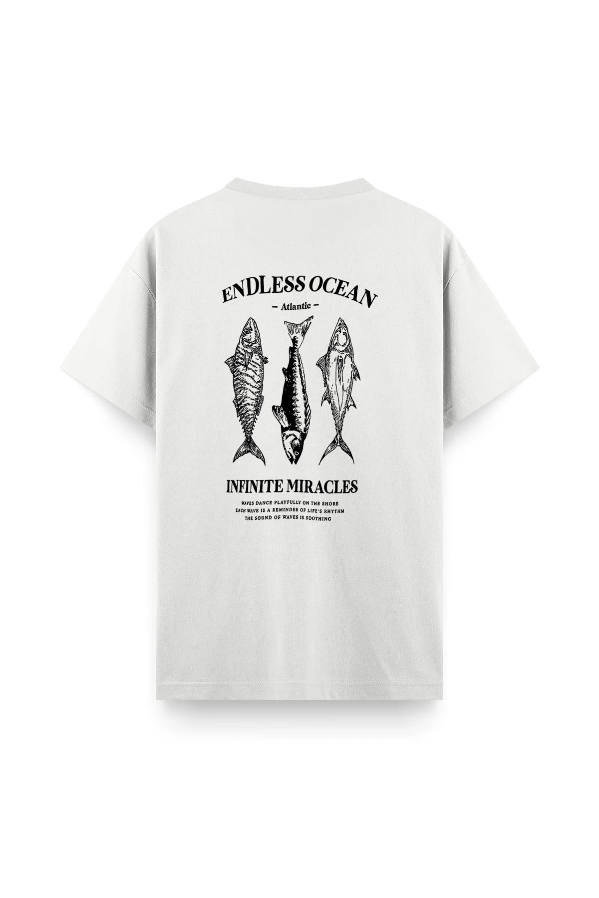 Endless Ocean Sırt Baskılı Bisiklet Yaka Erkek Tshirt