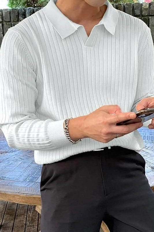 Ermanno Slim Fit Erkek Polo Yaka Fitilli Triko Kazak