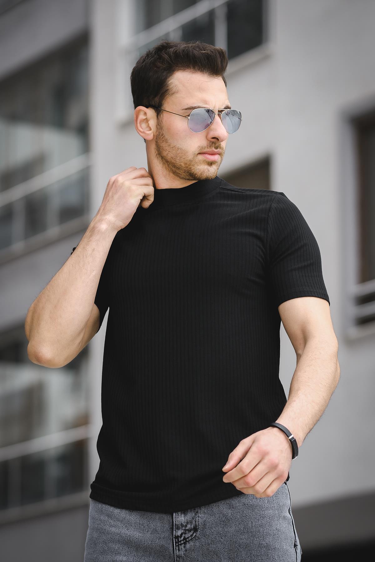 Ernest Slim Fit Likralı Body Yarım Balıkçı Boğazlı Erkek Tshirt