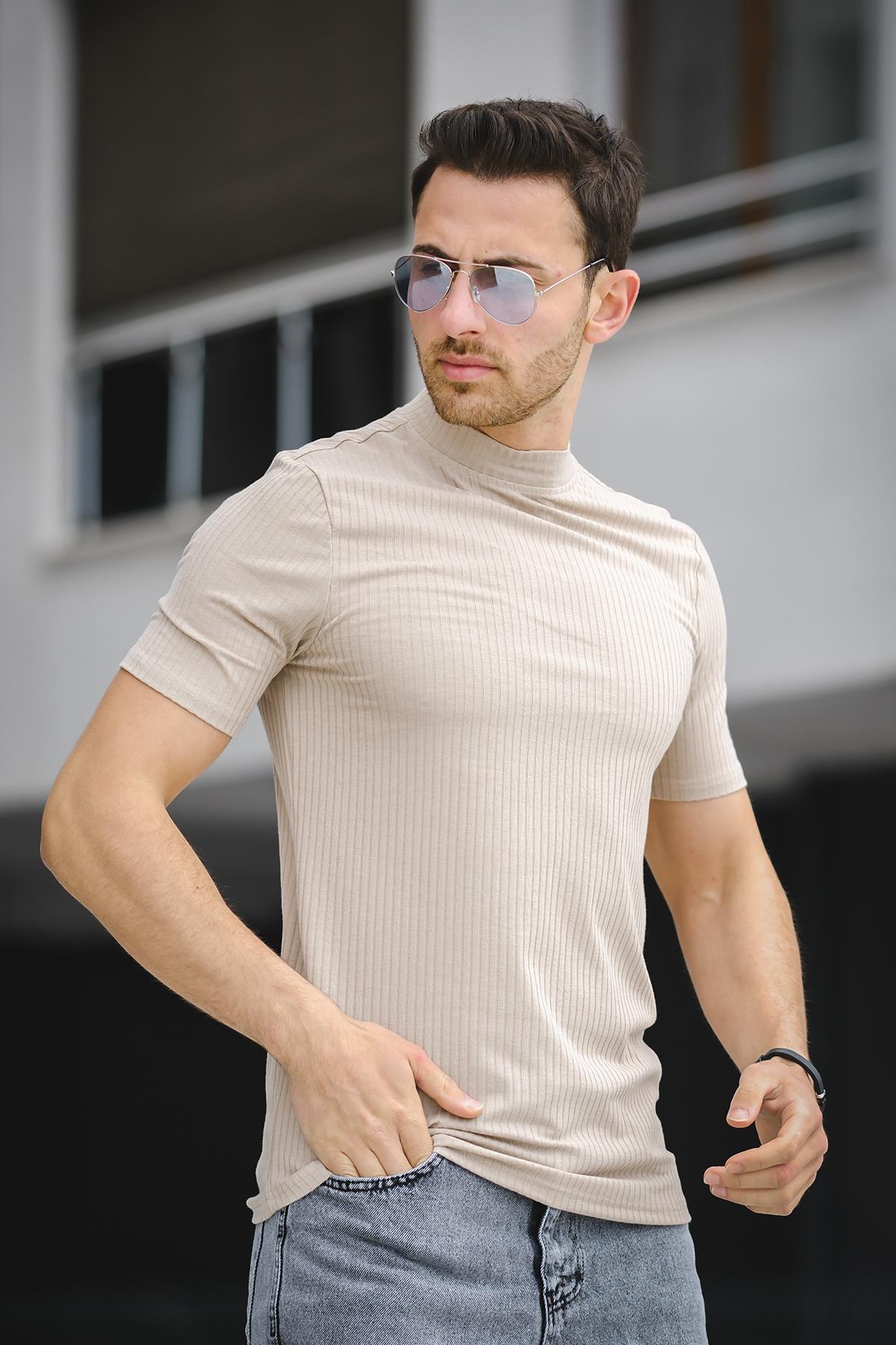 Ernest Slim Fit Likralı Body Yarım Balıkçı Boğazlı Erkek Tshirt