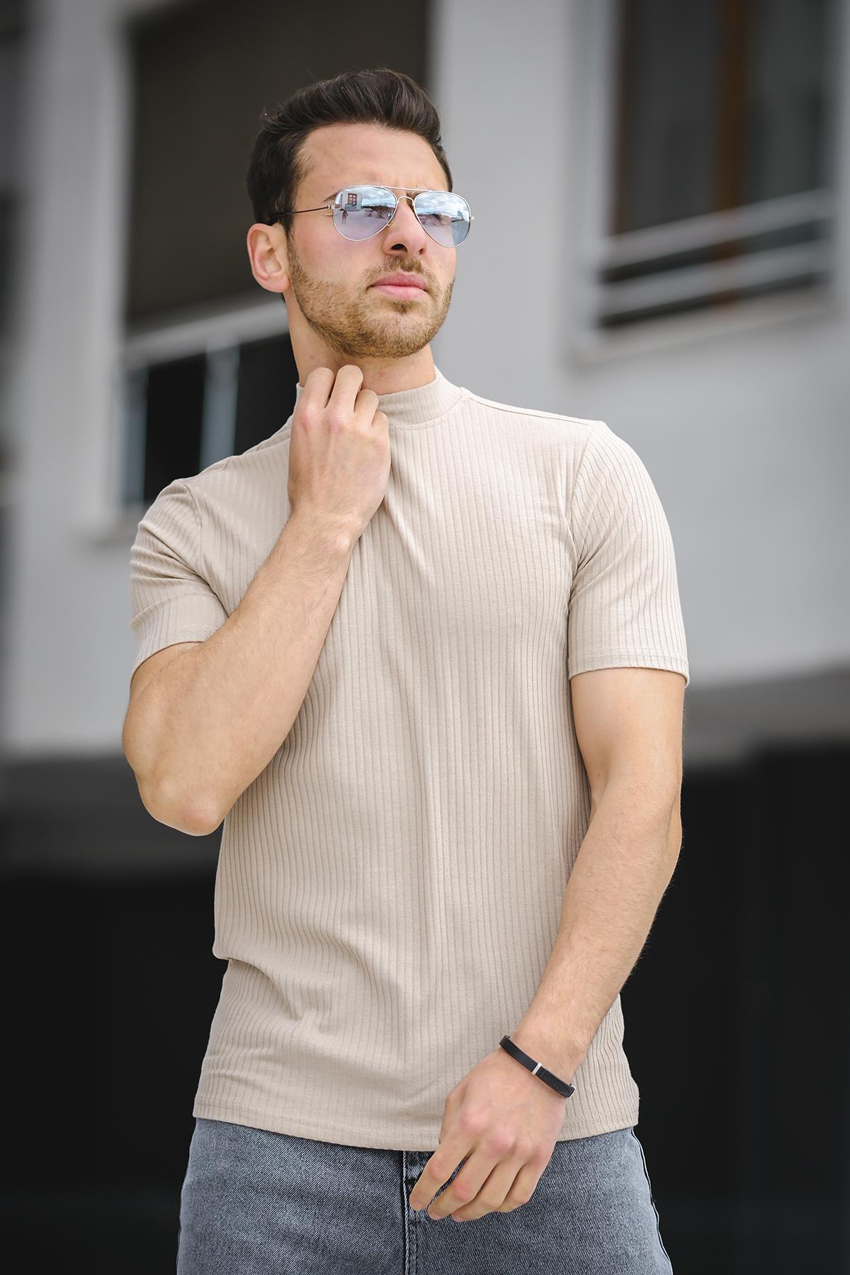 Ernest Slim Fit Likralı Body Yarım Balıkçı Boğazlı Erkek Tshirt