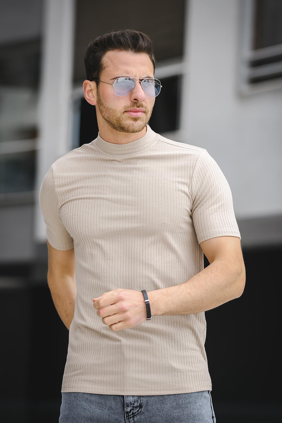 Ernest Slim Fit Likralı Body Yarım Balıkçı Boğazlı Erkek Tshirt