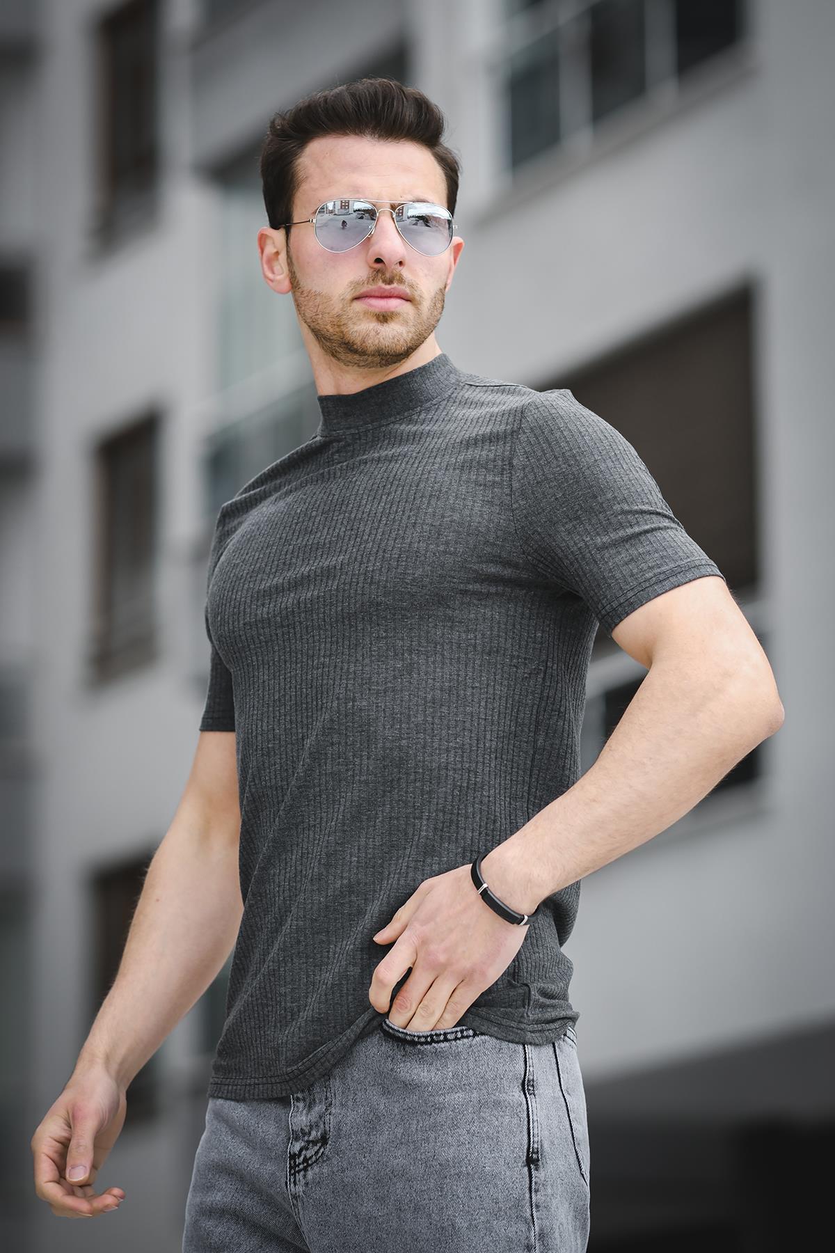 Ernest Slim Fit Likralı Body Yarım Balıkçı Boğazlı Erkek Tshirt