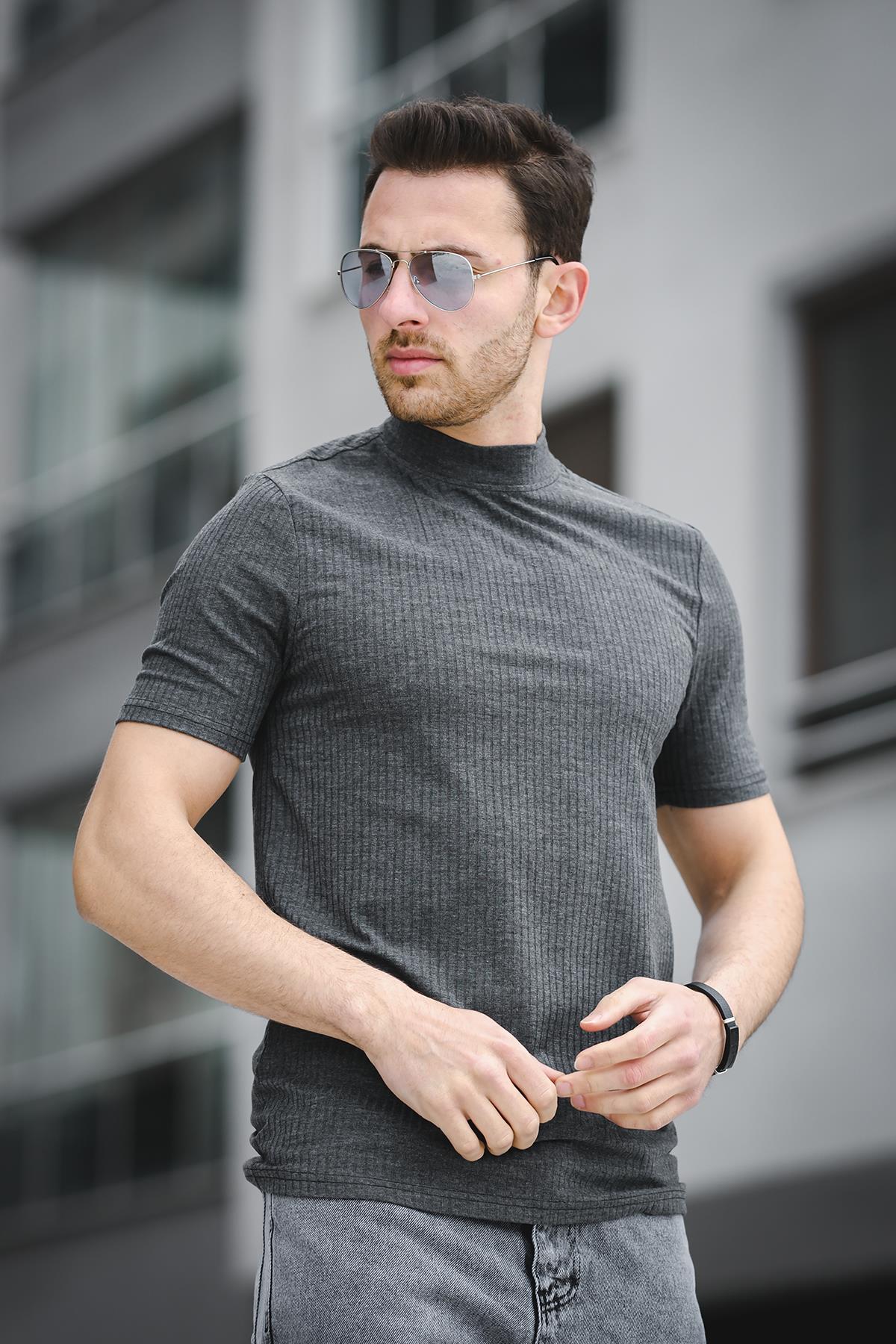 Ernest Slim Fit Likralı Body Yarım Balıkçı Boğazlı Erkek Tshirt