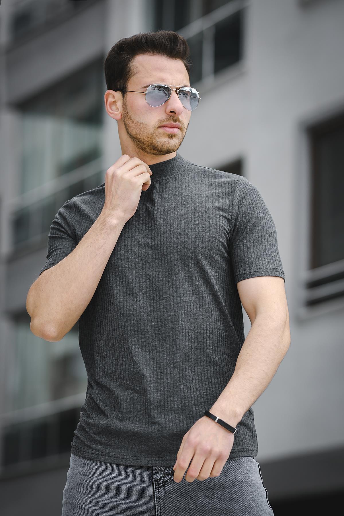 Ernest Slim Fit Likralı Body Yarım Balıkçı Boğazlı Erkek Tshirt