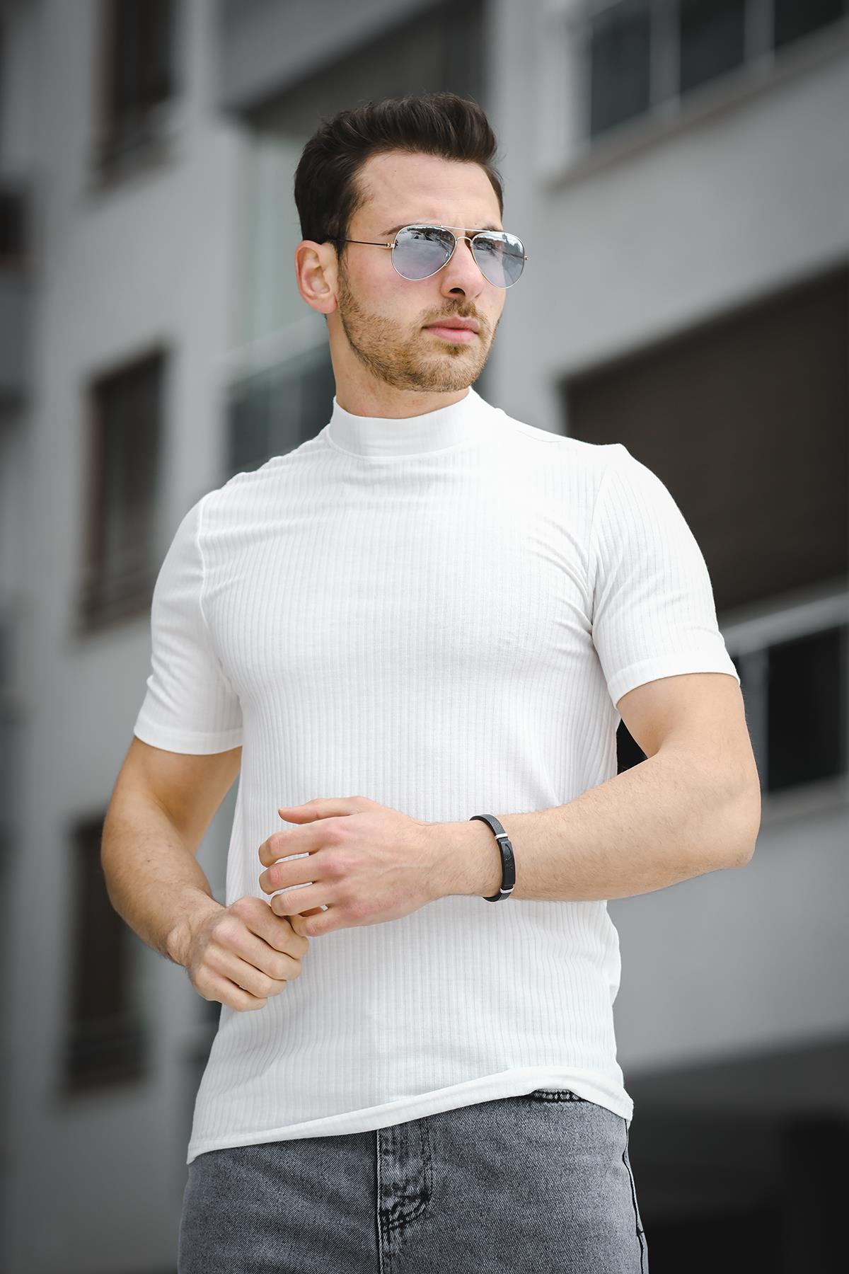 Ernest Slim Fit Likralı Body Yarım Balıkçı Boğazlı Erkek Tshirt